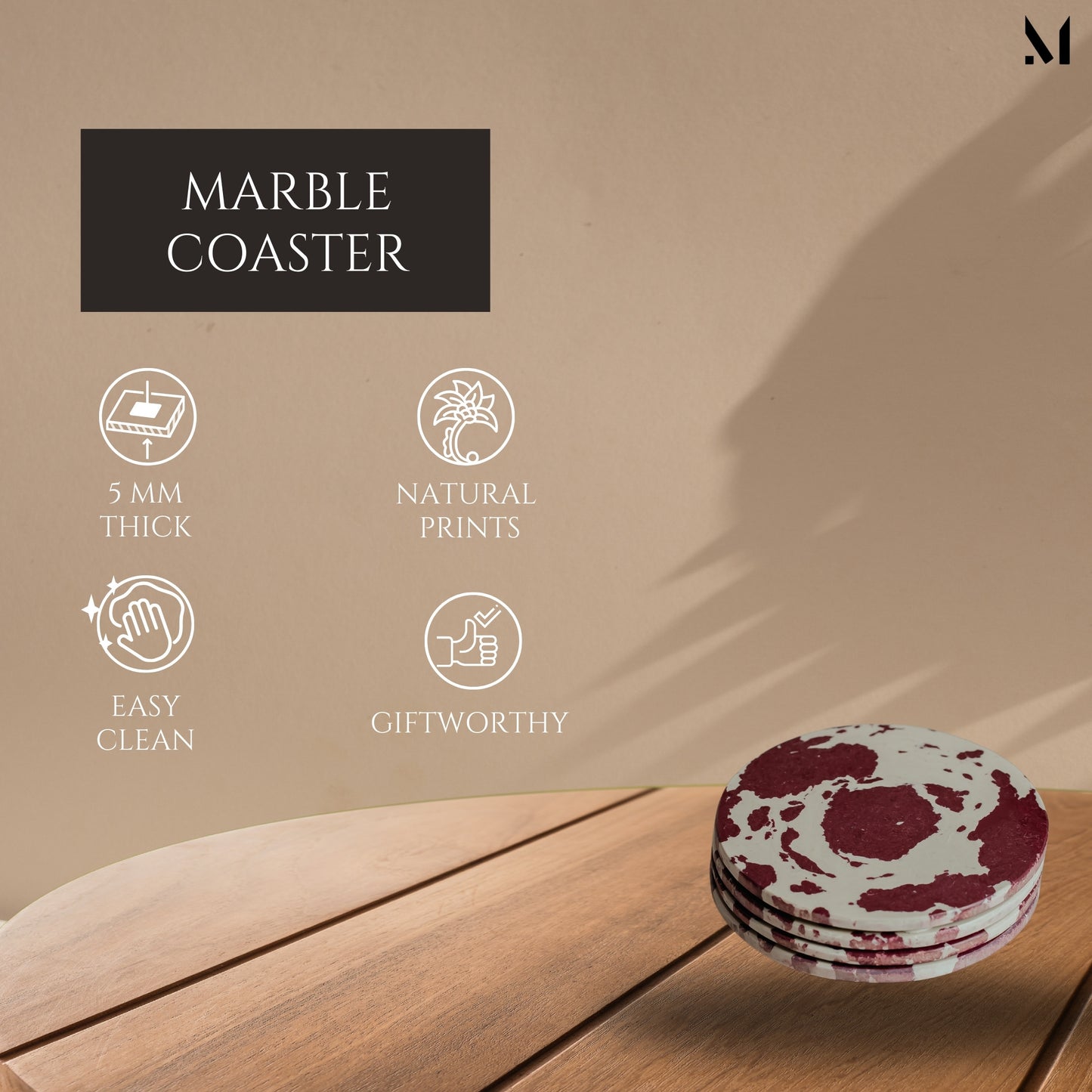 Resin Marble Coasters Set of 4
