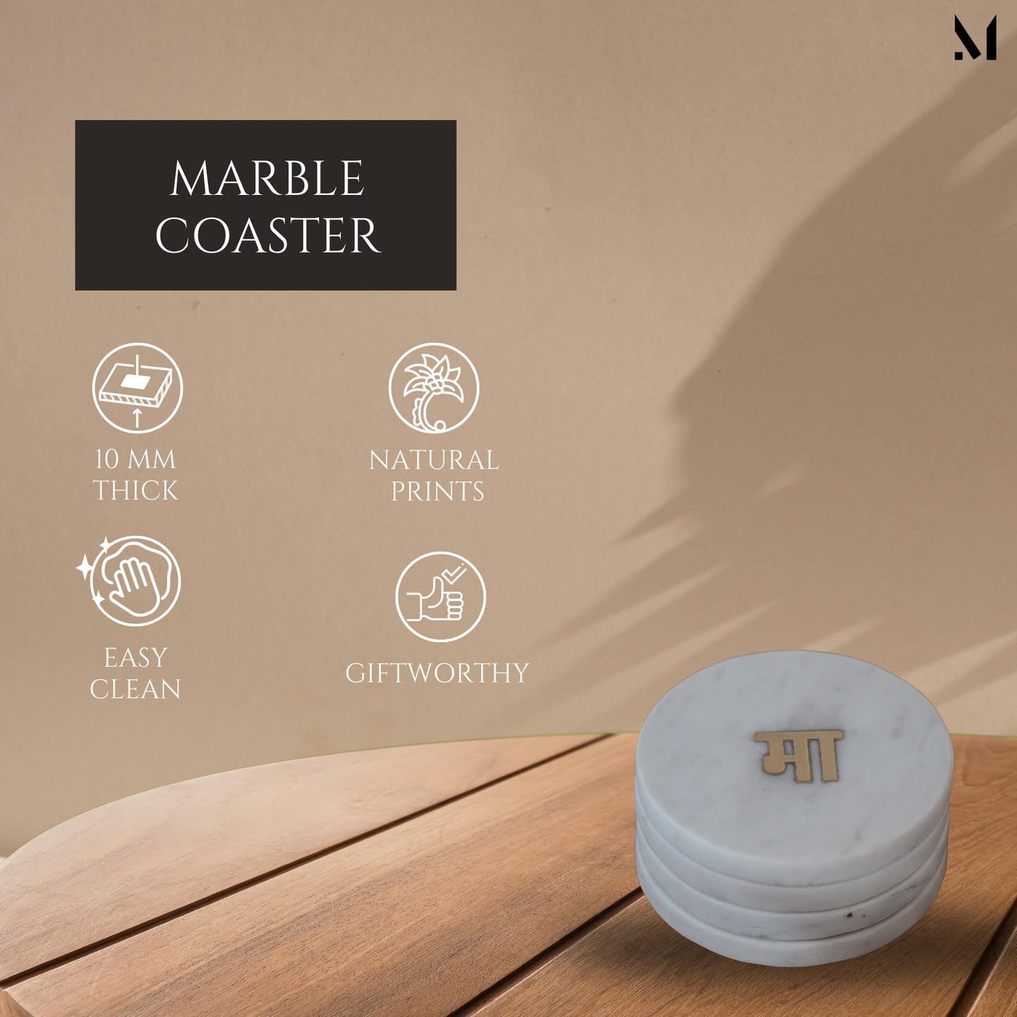 White Marble Coasters Set of 4