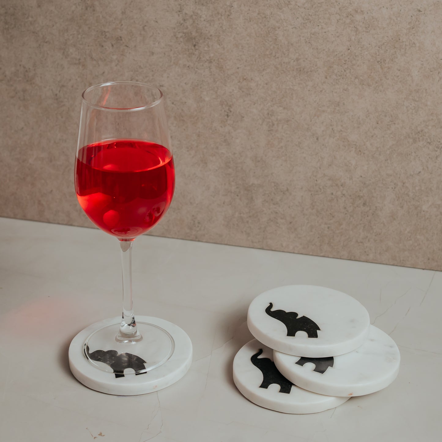 Marble Coaster Set Lifestyle Image with Tea Cup