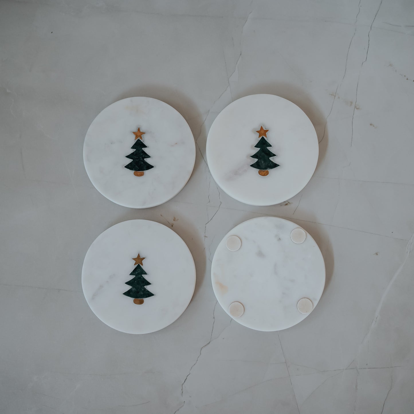White Marble Coasters Set of 4