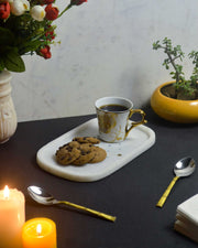 Premium marble serveware tray, 10x6 inch by Marbique