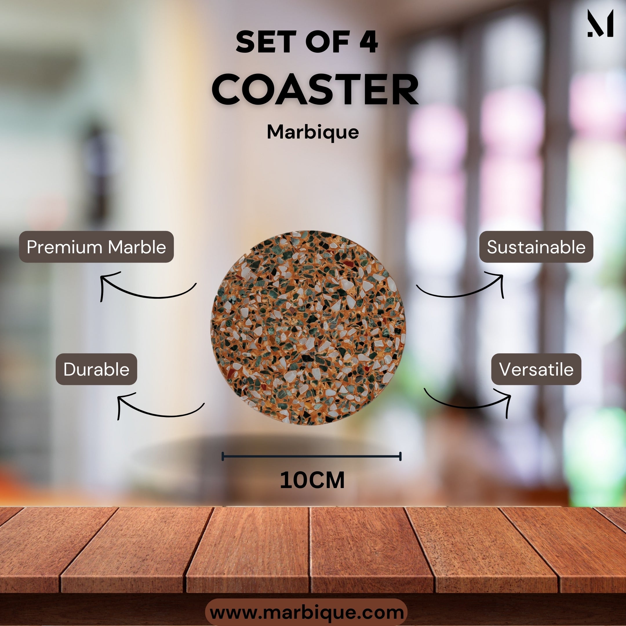 Natural Beige Cork Marble Resin Coasters - Set of 4 | Artisan Elegance