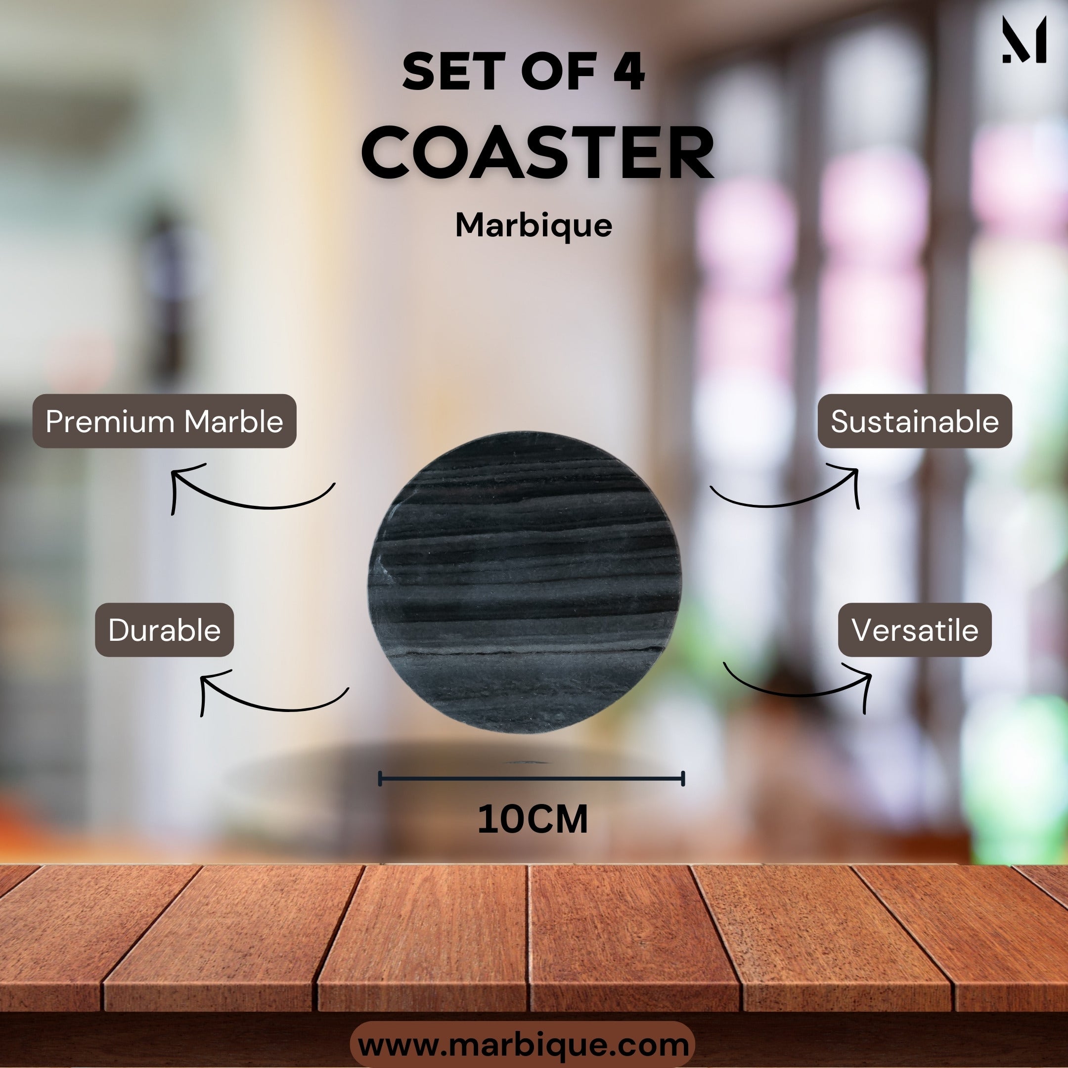 Grey Italian Marble Coasters | Slim Set of 4