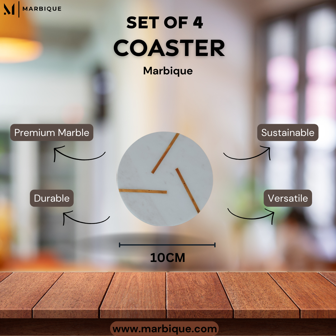 White Marble Coaster Set of 4