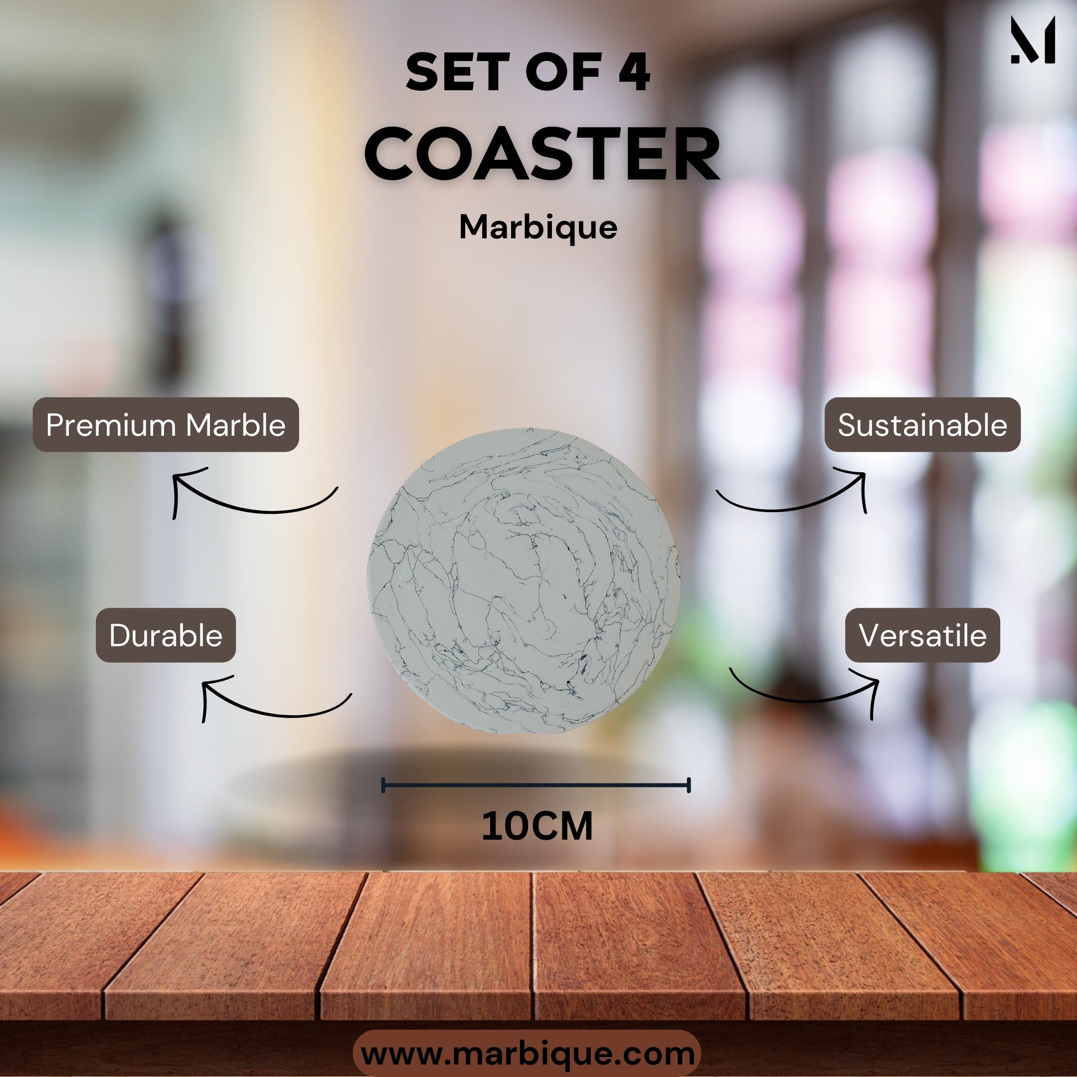 Luxury Marble Coaster Set - Minimalist Resin Design | 4-Piece Tabletop Essential