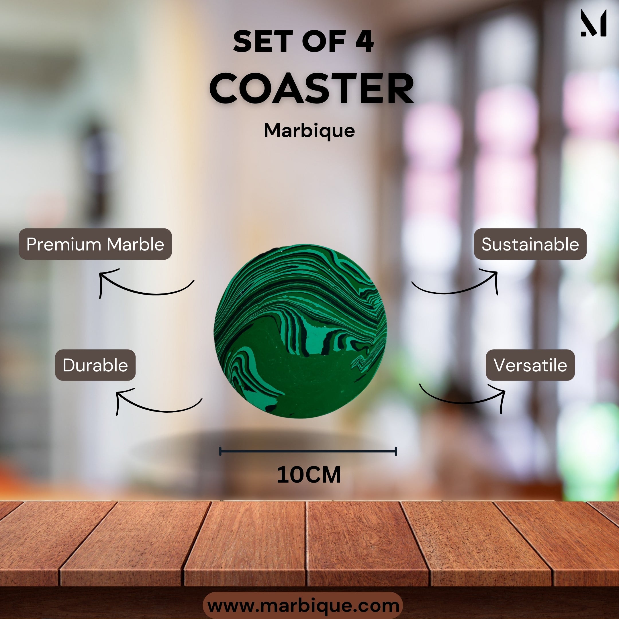 Artisan Marble Coaster Set - Elegant Resin Design | 4-Piece Home Décor