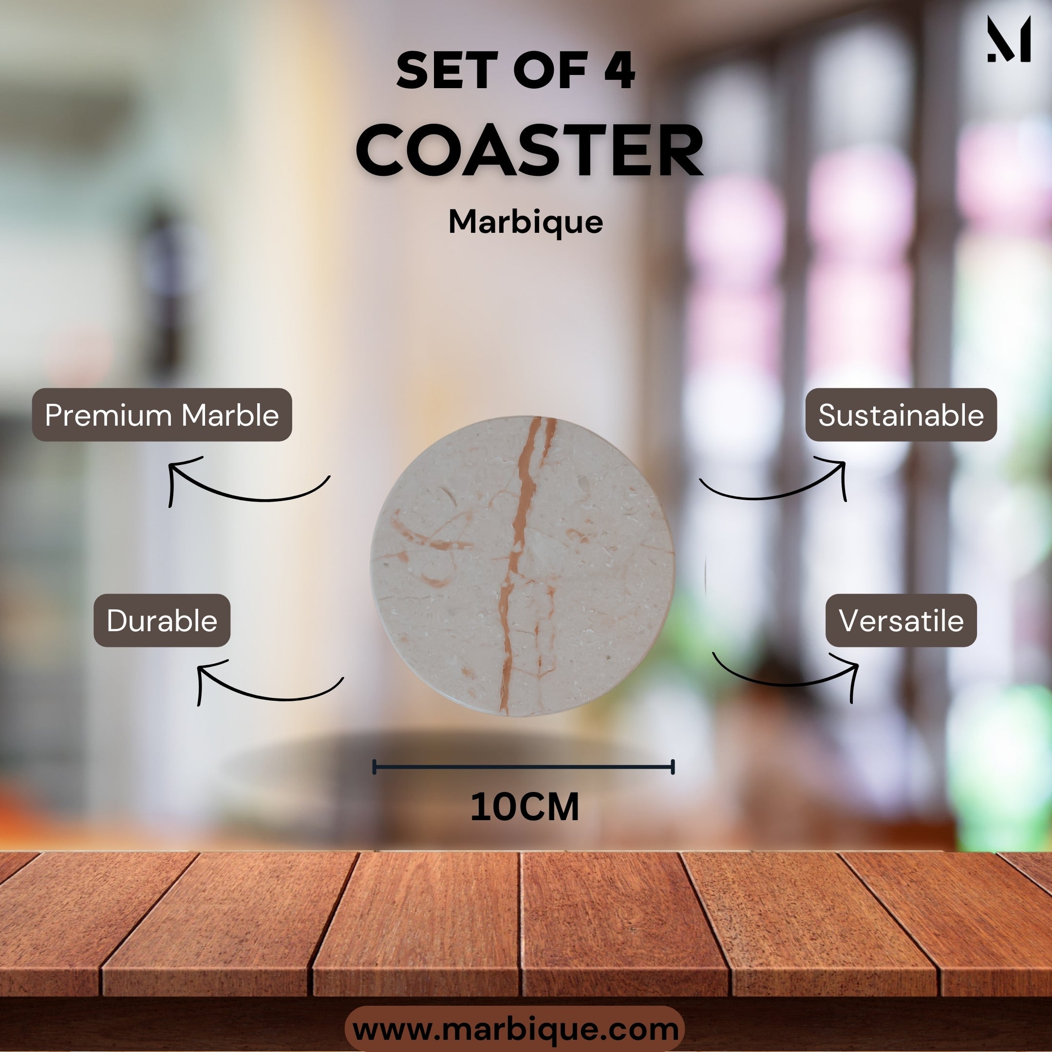 Heirloom Beige Marble Coasters Set of 4 | Artisan Crafted