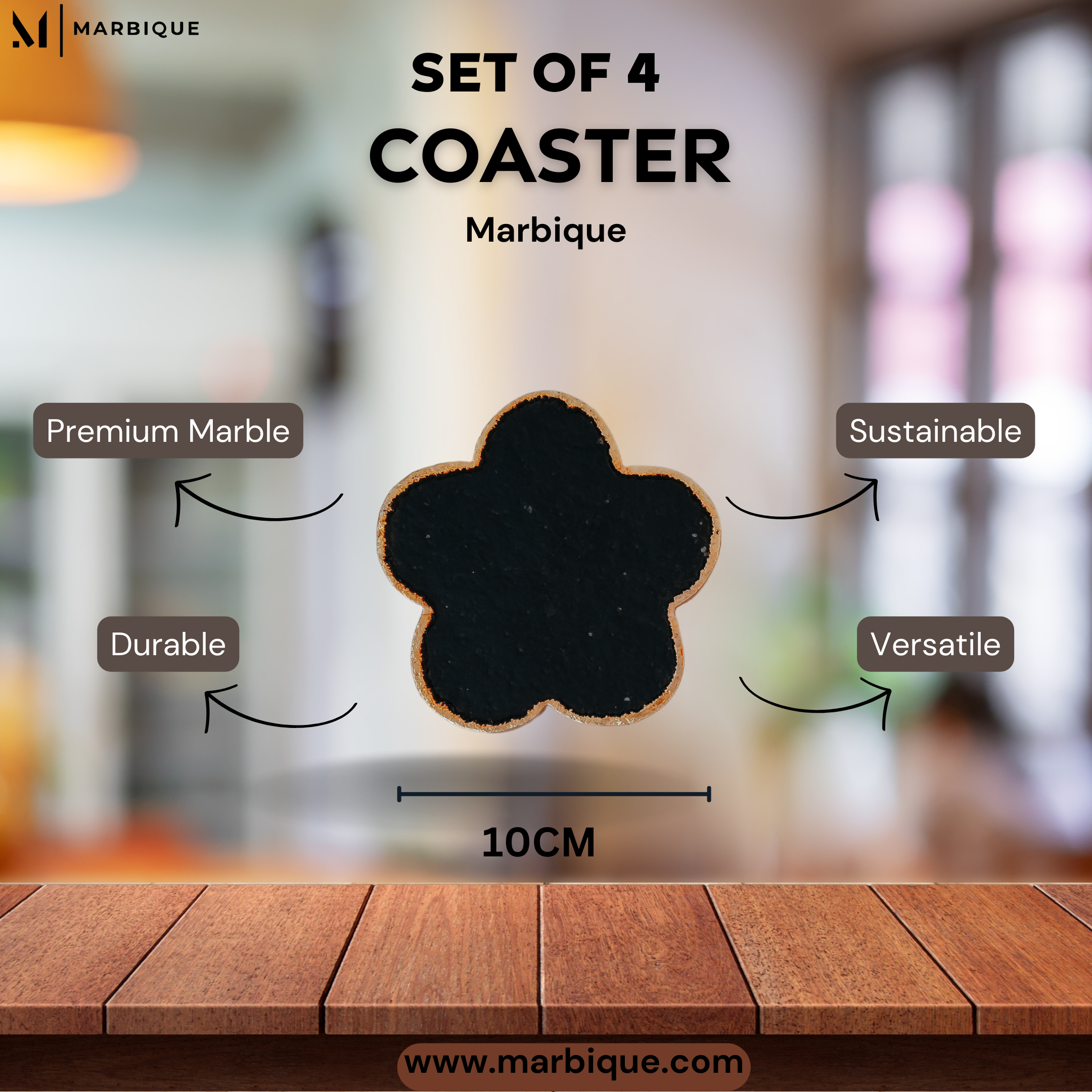 Premium Round White Marble Coasters - Set of 4 | Elegant Electroplated Home Décor