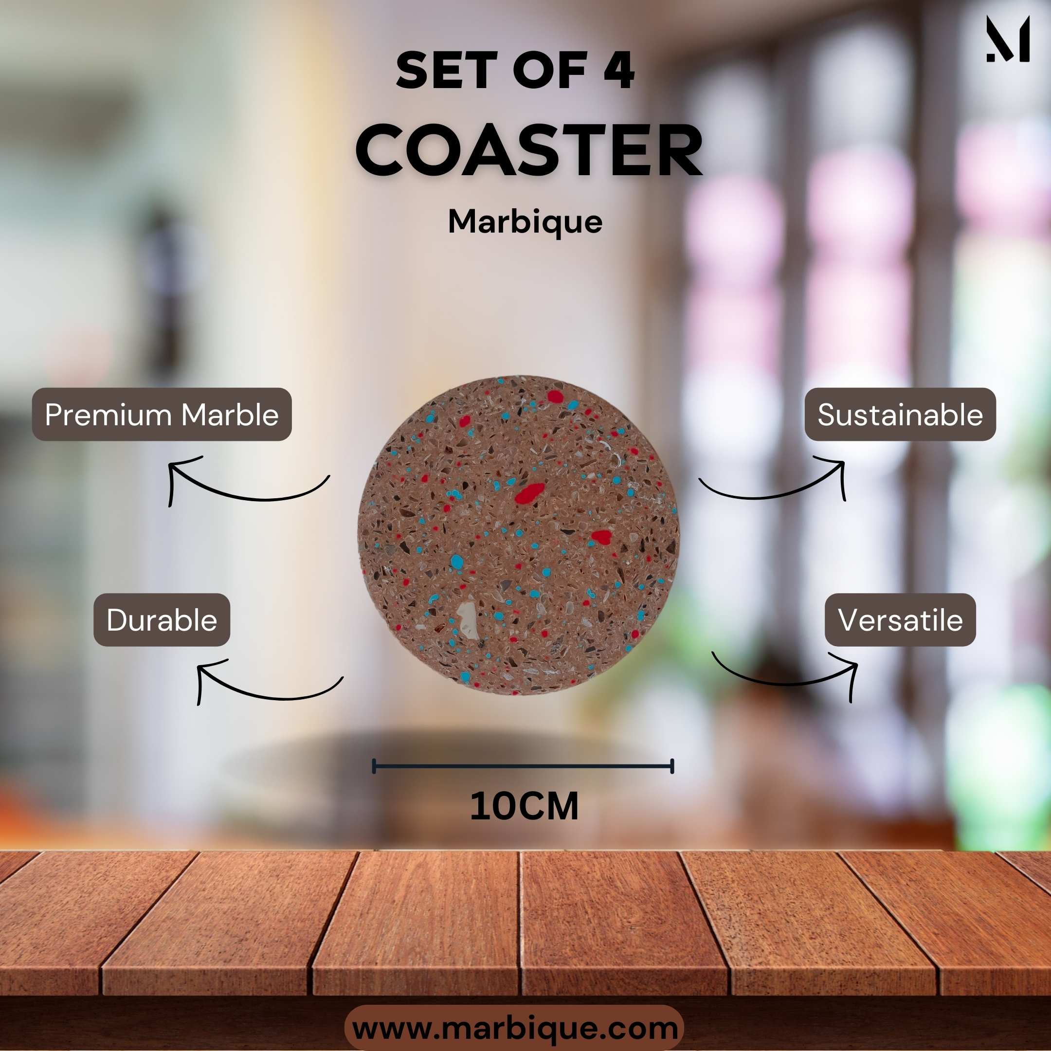 Elegant Marble Coasters Set of 4 | Artistic Resin Home Décor