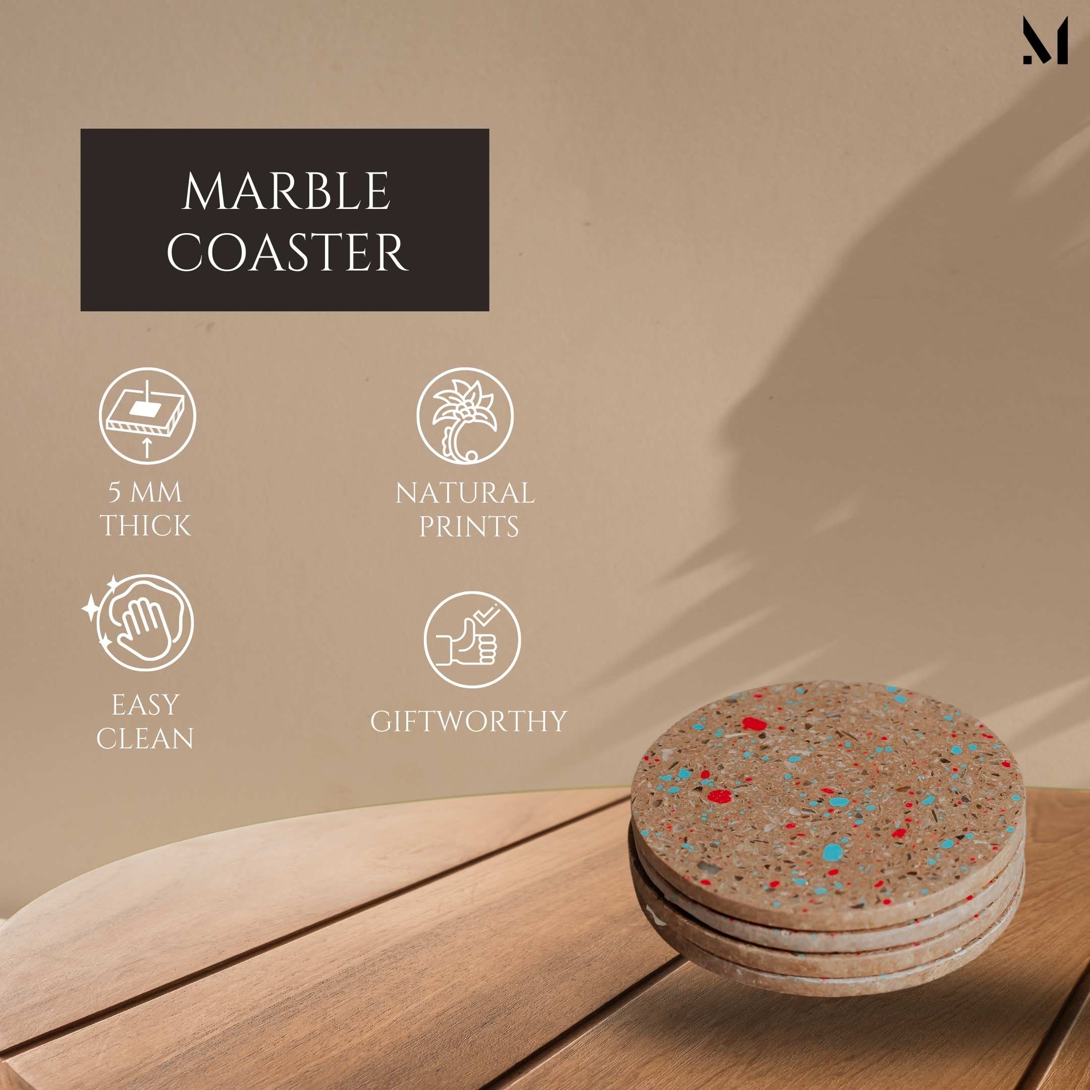 Elegant Marble Coasters Set of 4 | Artistic Resin Home Décor