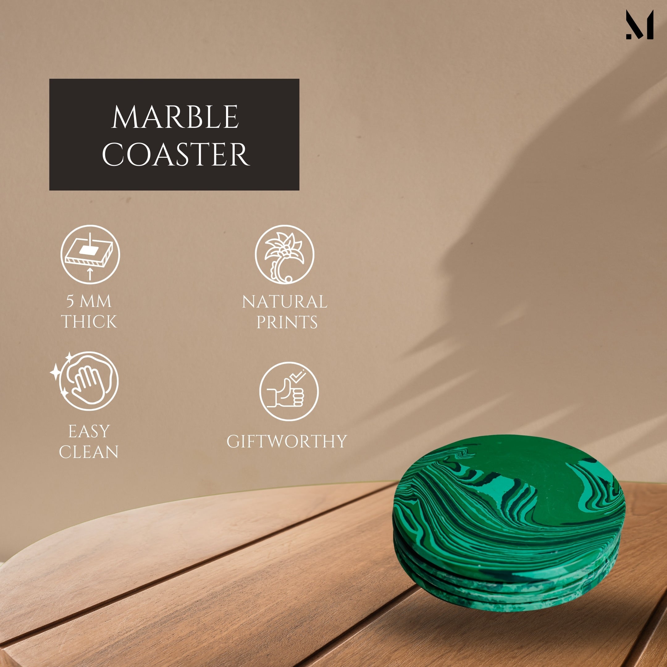 Artisan Marble Coaster Set - Elegant Resin Design | 4-Piece Home Décor
