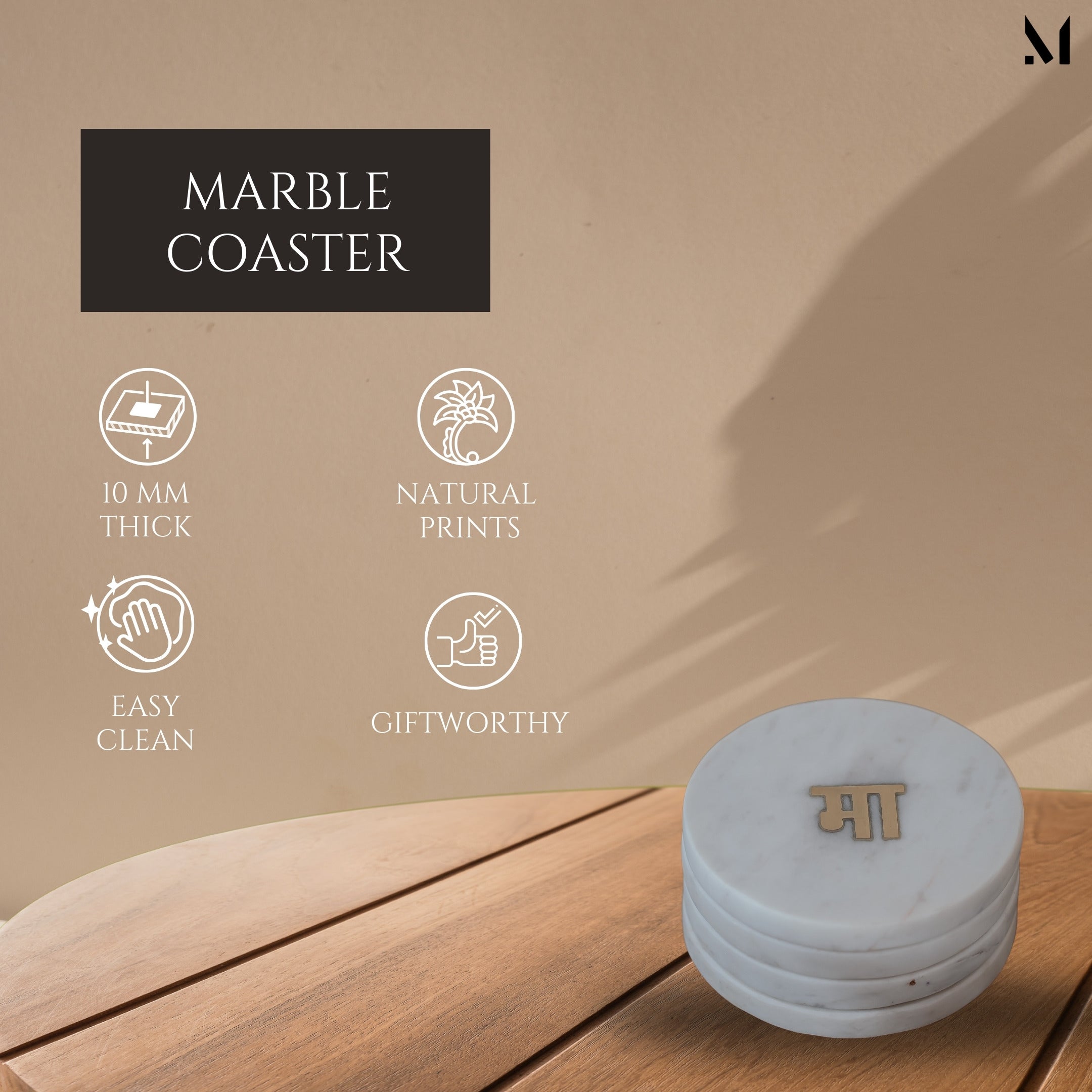 White Marble Coasters Set of 4