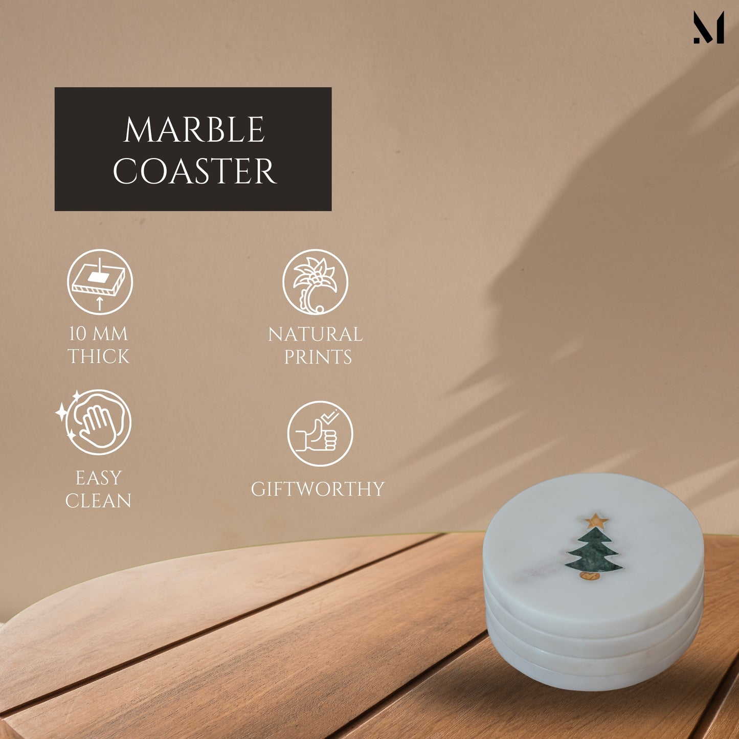 White Marble Coasters Set of 4