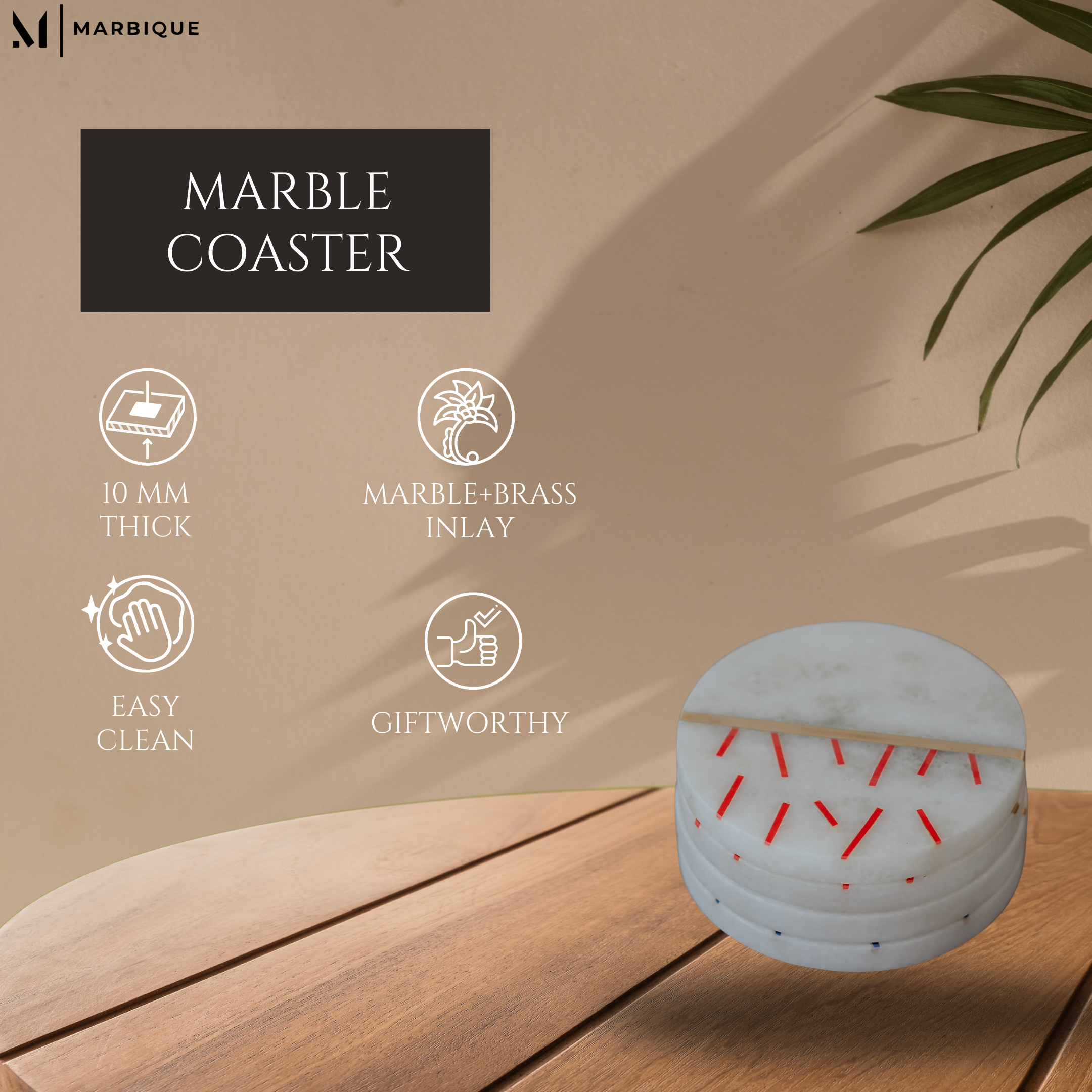 Luxury Marble Coasters Set of 4 | Handcrafted Black, Red, Navy & Blue Designs