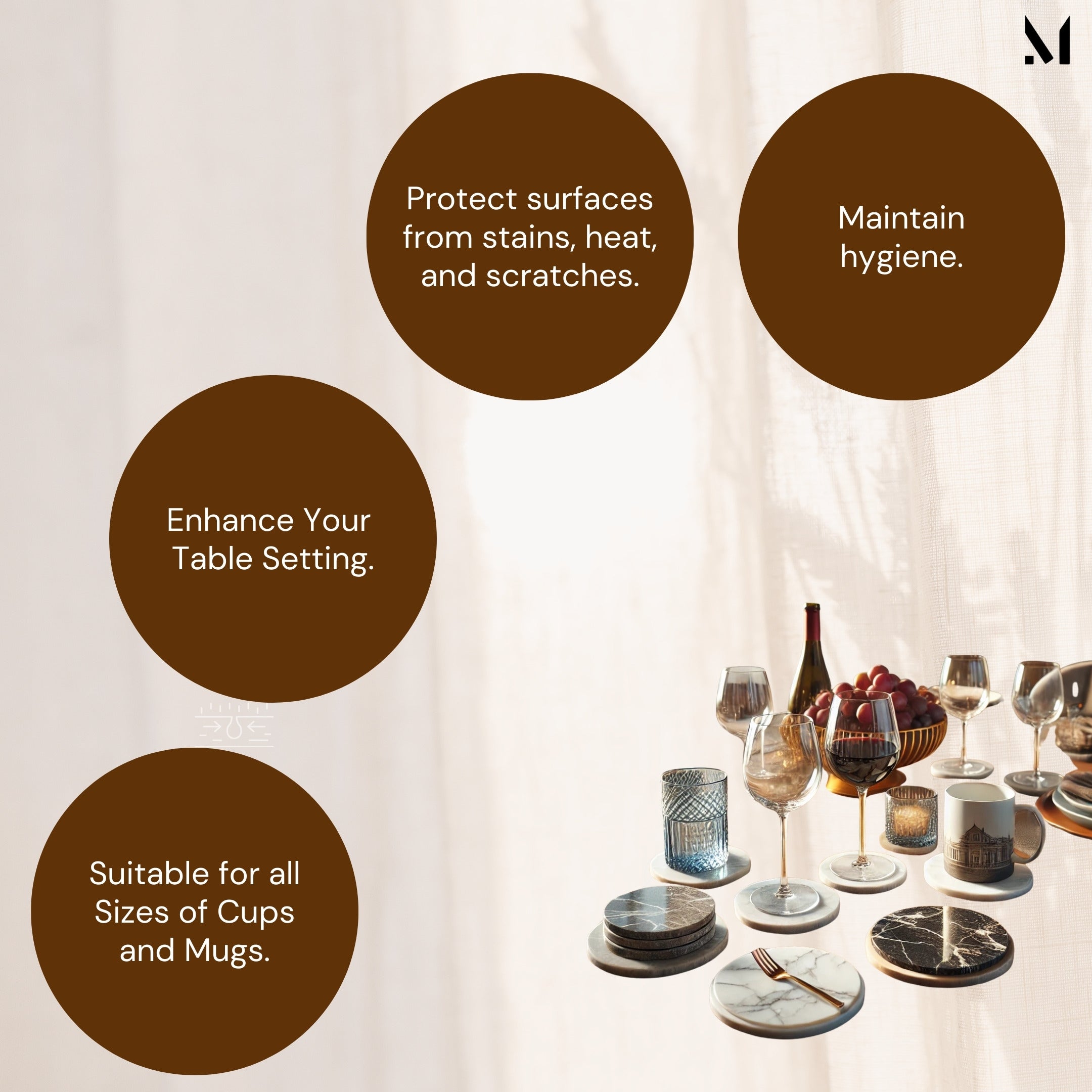 Handcrafted Blue Marble Coasters - Set of 4 | Elegant Home Décor