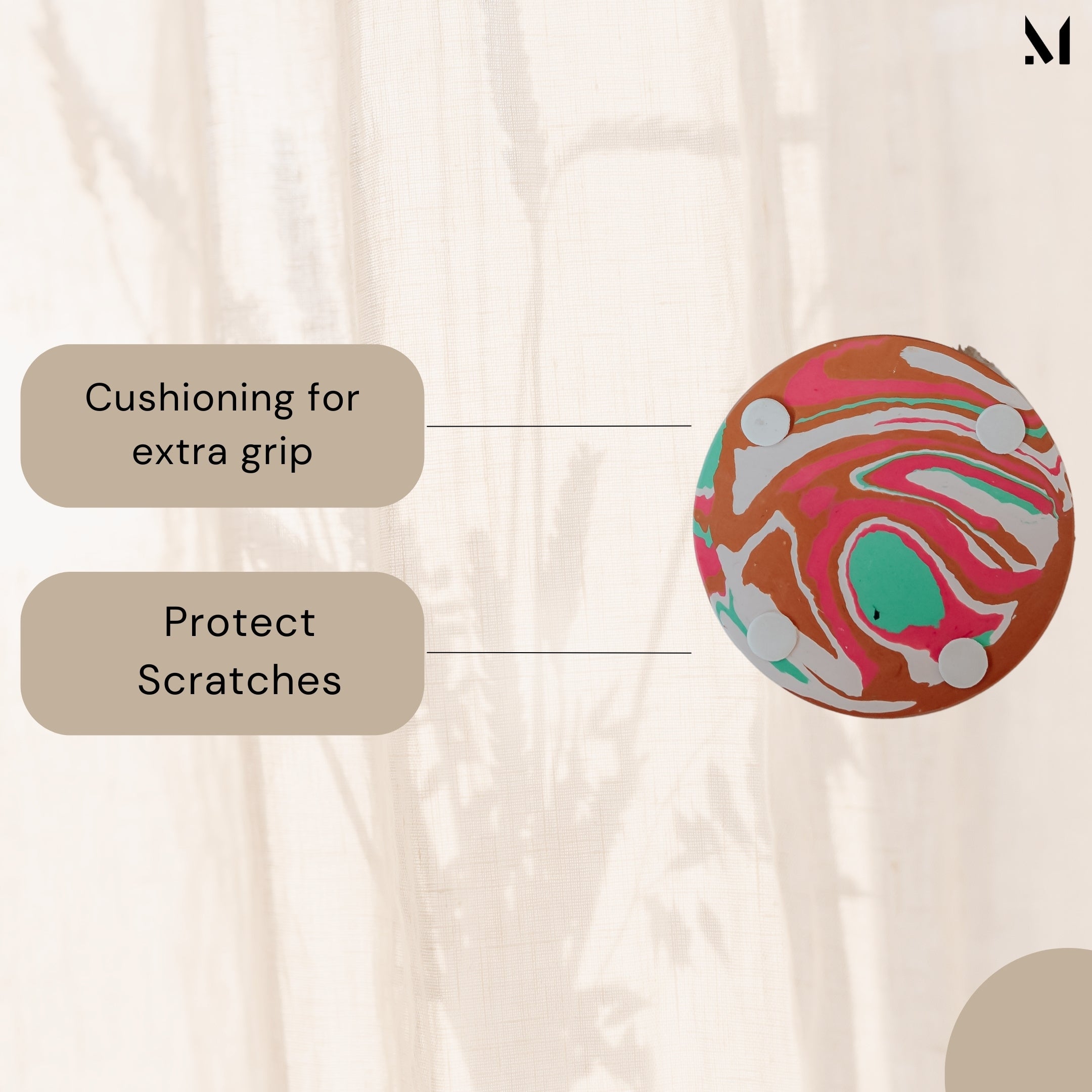 Artisan Marble Resin Coasters - Set of 4 | Brown Aesthetic Home Décor