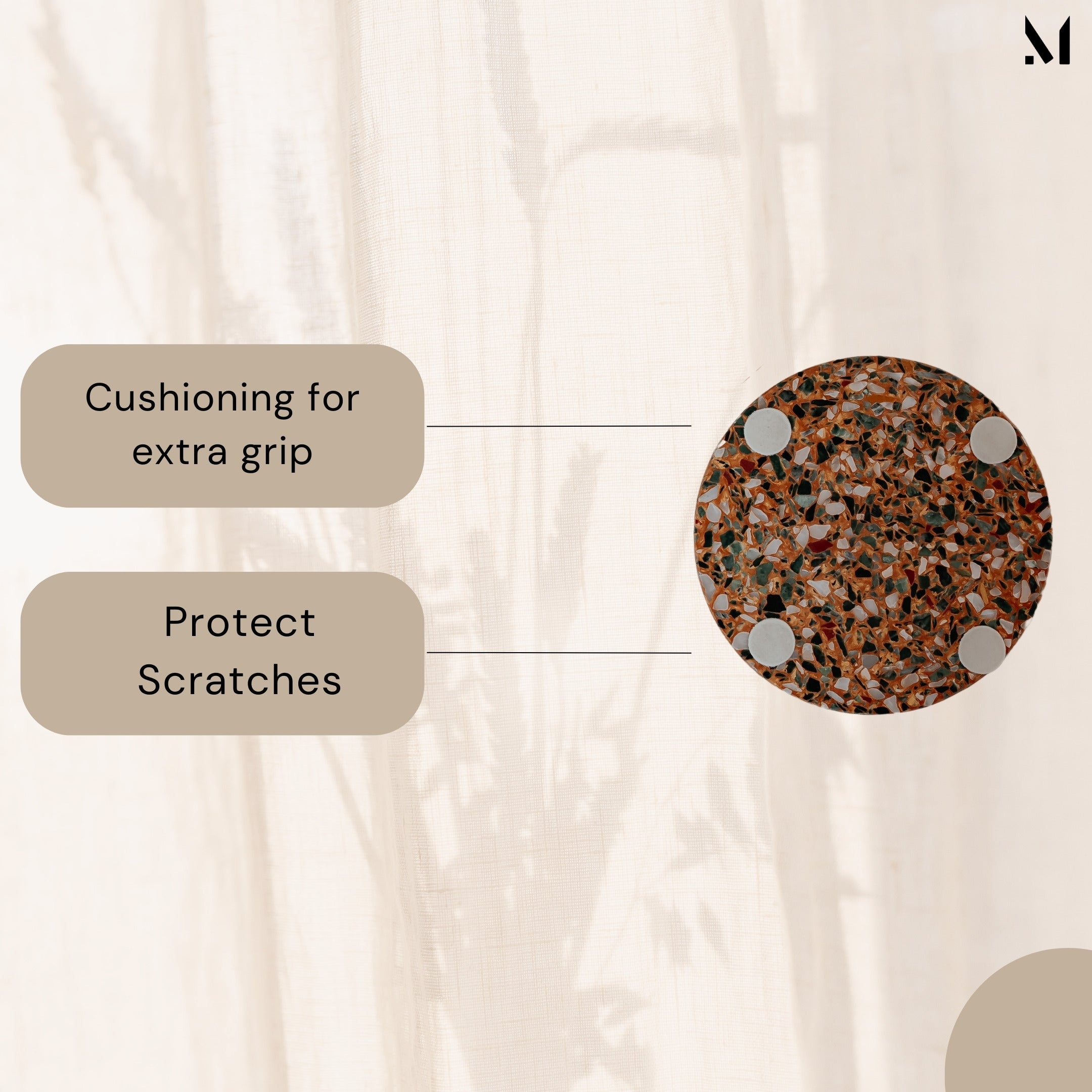 Natural Beige Cork Marble Resin Coasters - Set of 4 | Artisan Elegance