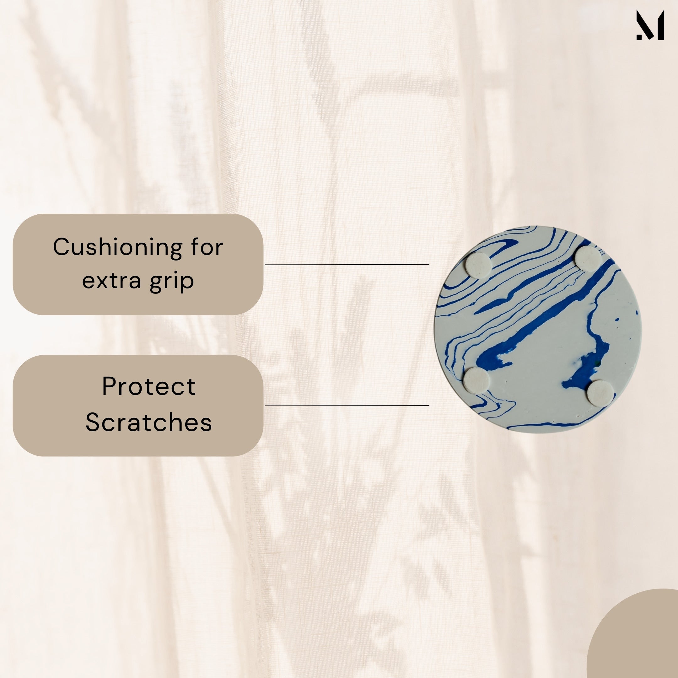 Handcrafted Blue Marble Coasters - Set of 4 | Elegant Home Décor