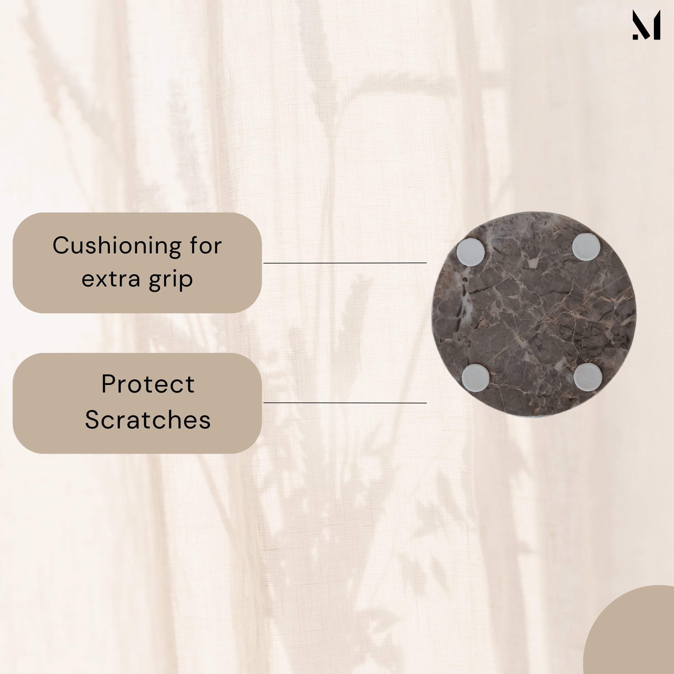 Elegant Grey Marble Coasters Set of 4 | Artisan Crafted Italian Stone
