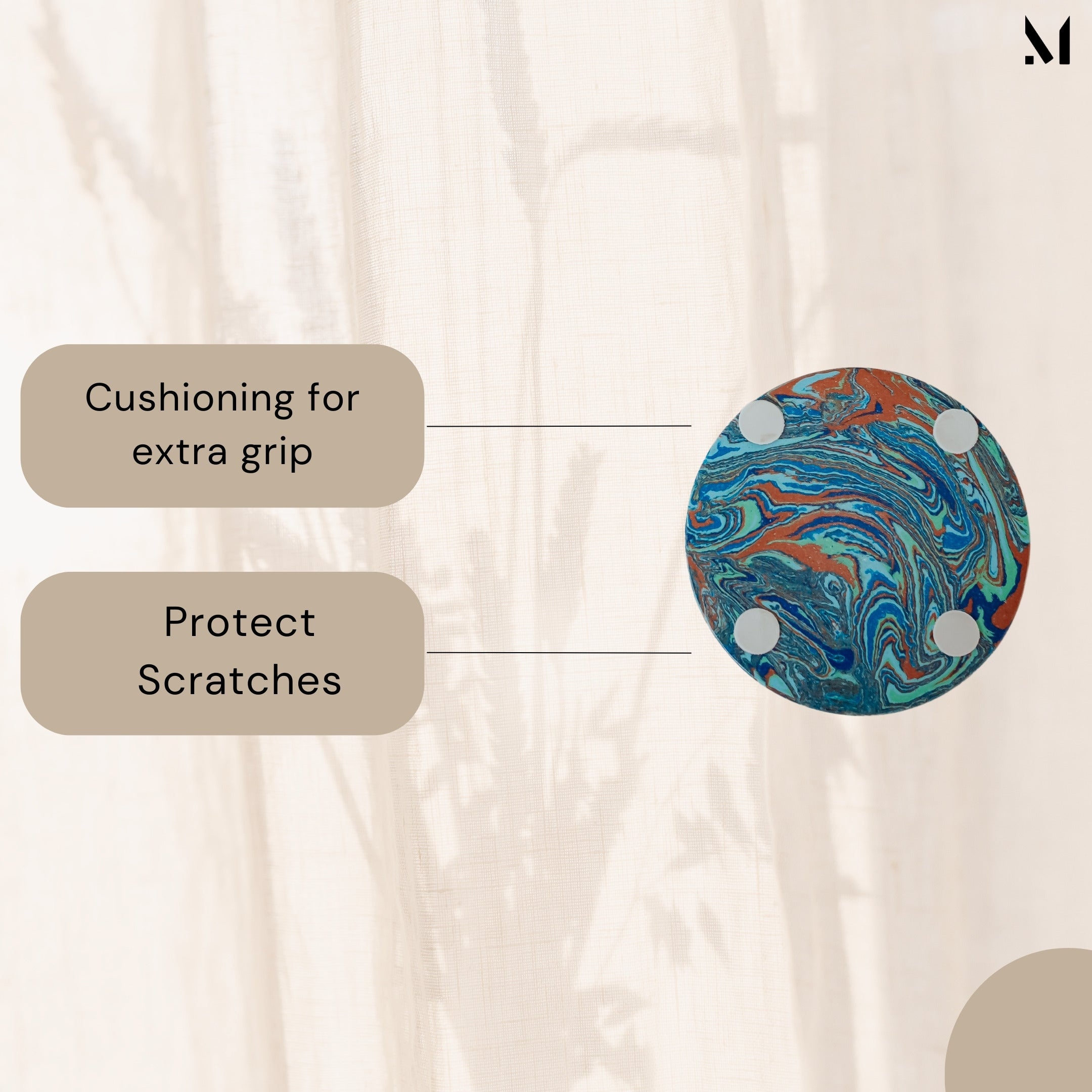 Artistic Teal Marble Coasters - Set of 4 | Luxe Home Décor Collection