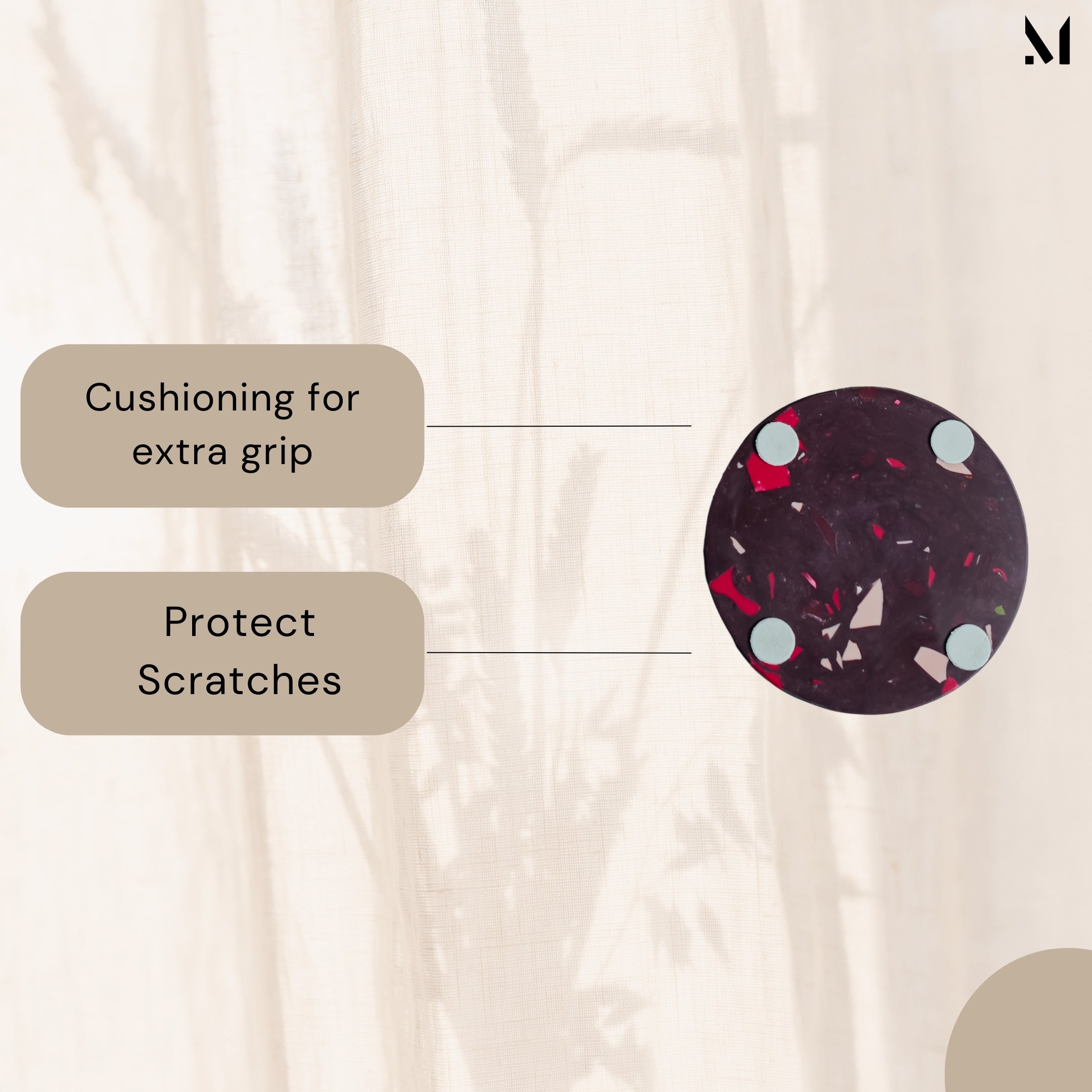 Elegant Burgundy Marble Resin Coasters Set of 4 - Sophisticated Home Décor & Table Protection