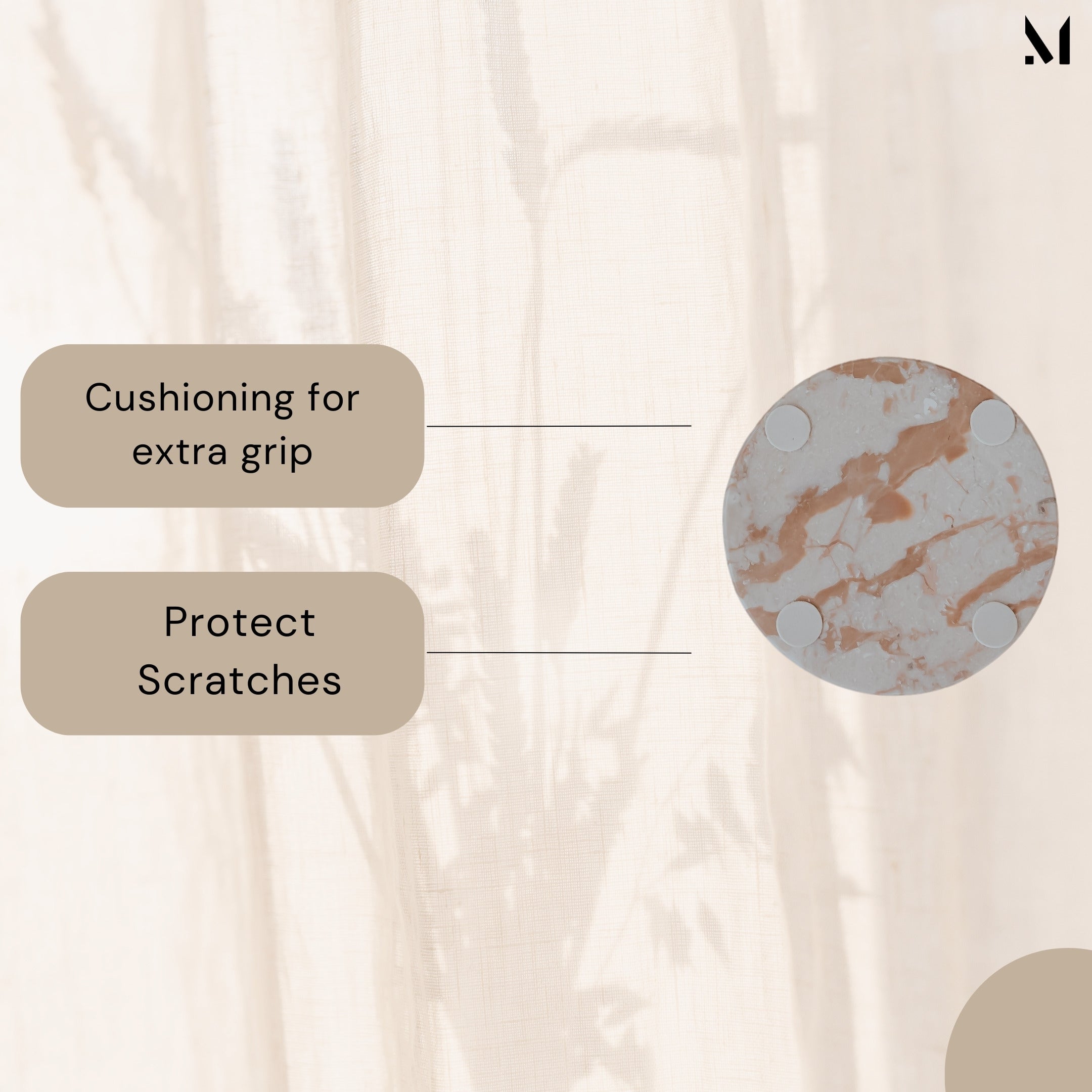 Heirloom Beige Marble Coasters Set of 4 | Artisan Crafted