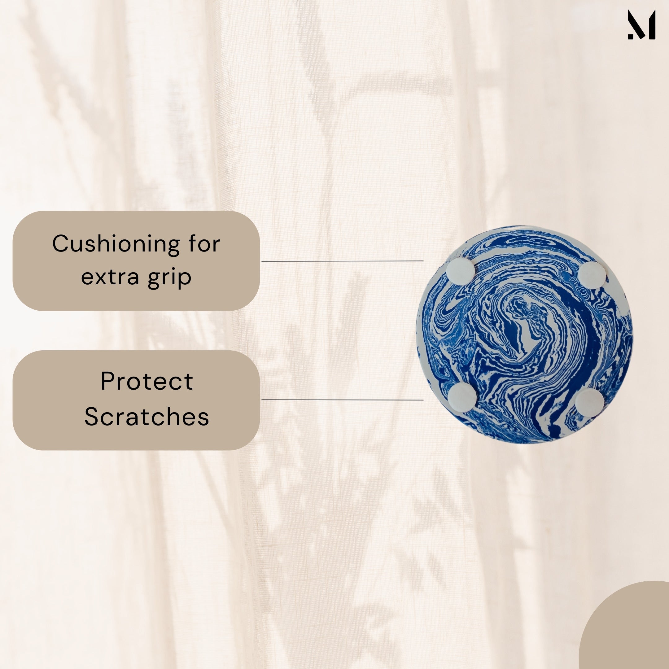 Elegant Blue Marble Coasters Set of 4 - Hand-Crafted Resin Home Décor for Modern Living