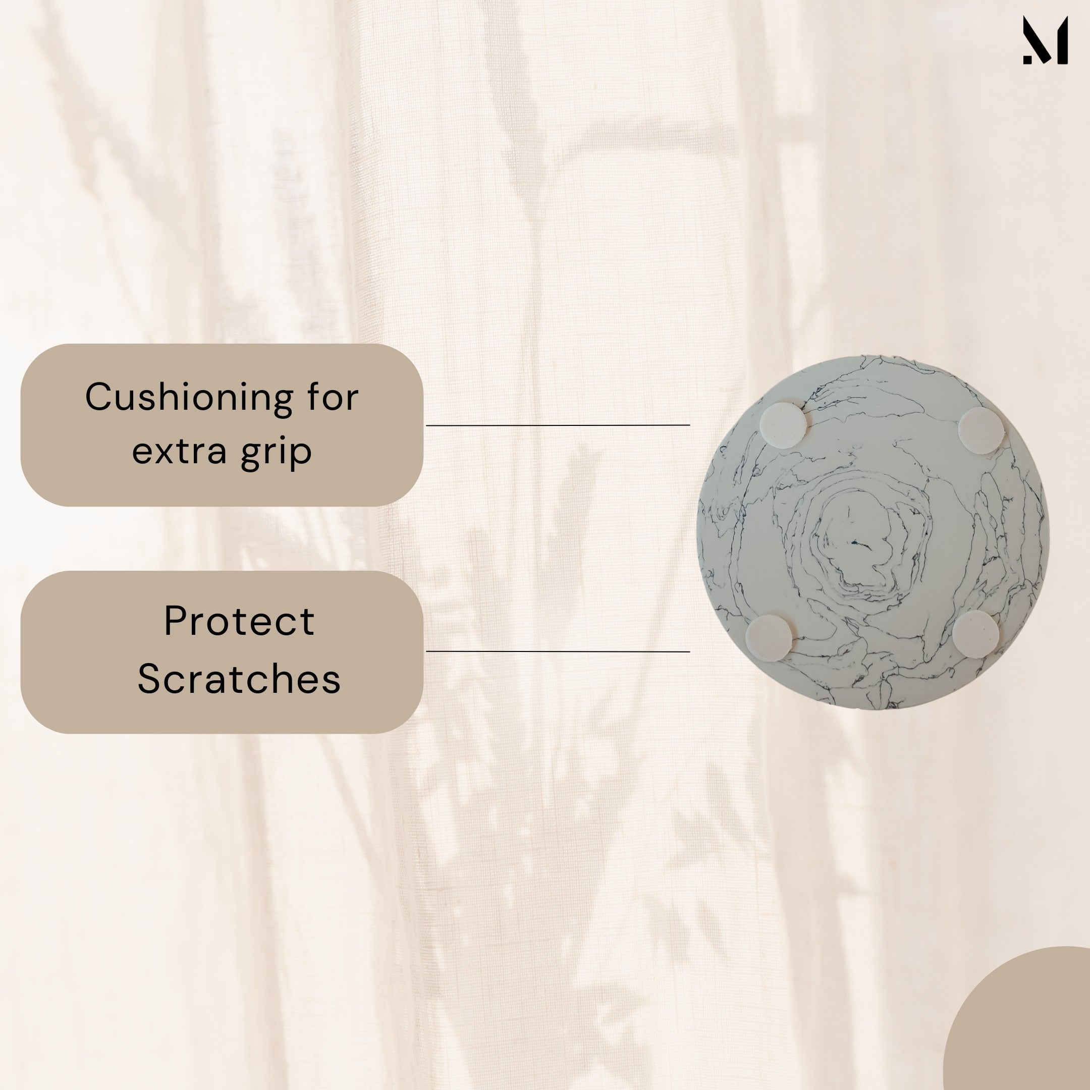 Luxury Marble Coaster Set - Minimalist Resin Design | 4-Piece Tabletop Essential
