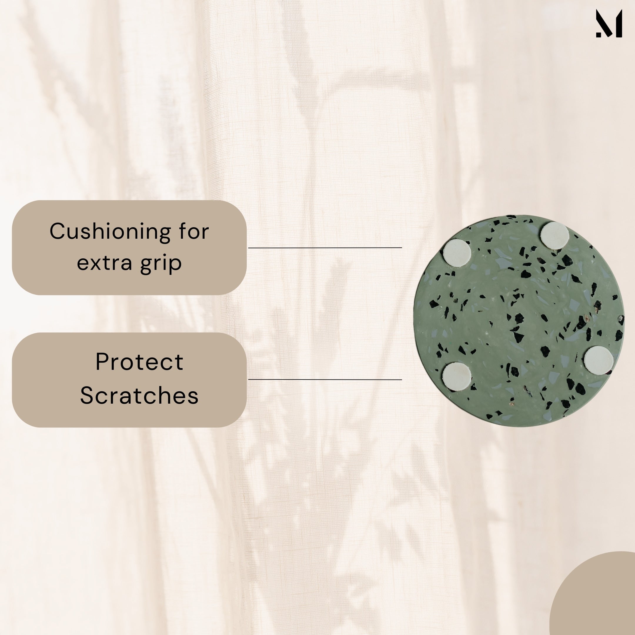 Sage Green Marble Coasters - Set of 4 | Natural Resin Art & Home Decor