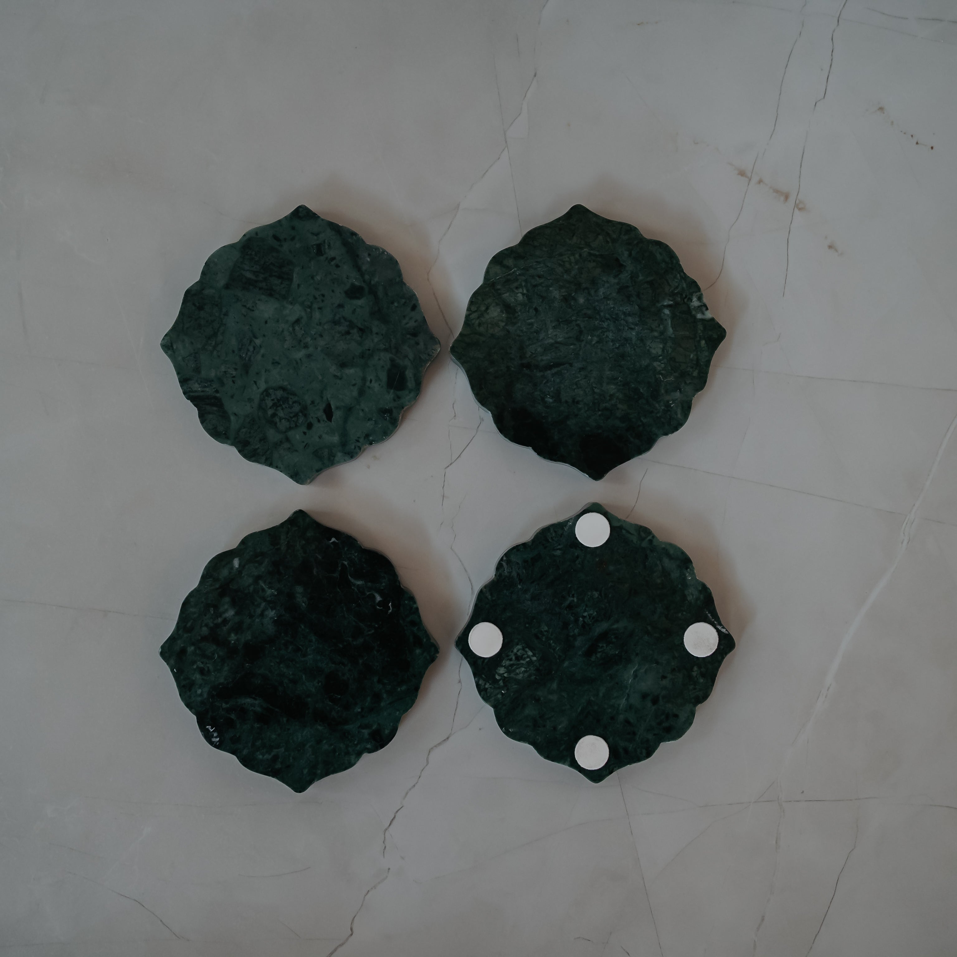Green Granite Coasters Set of 4 | Premium Natural Stone Drink Coasters