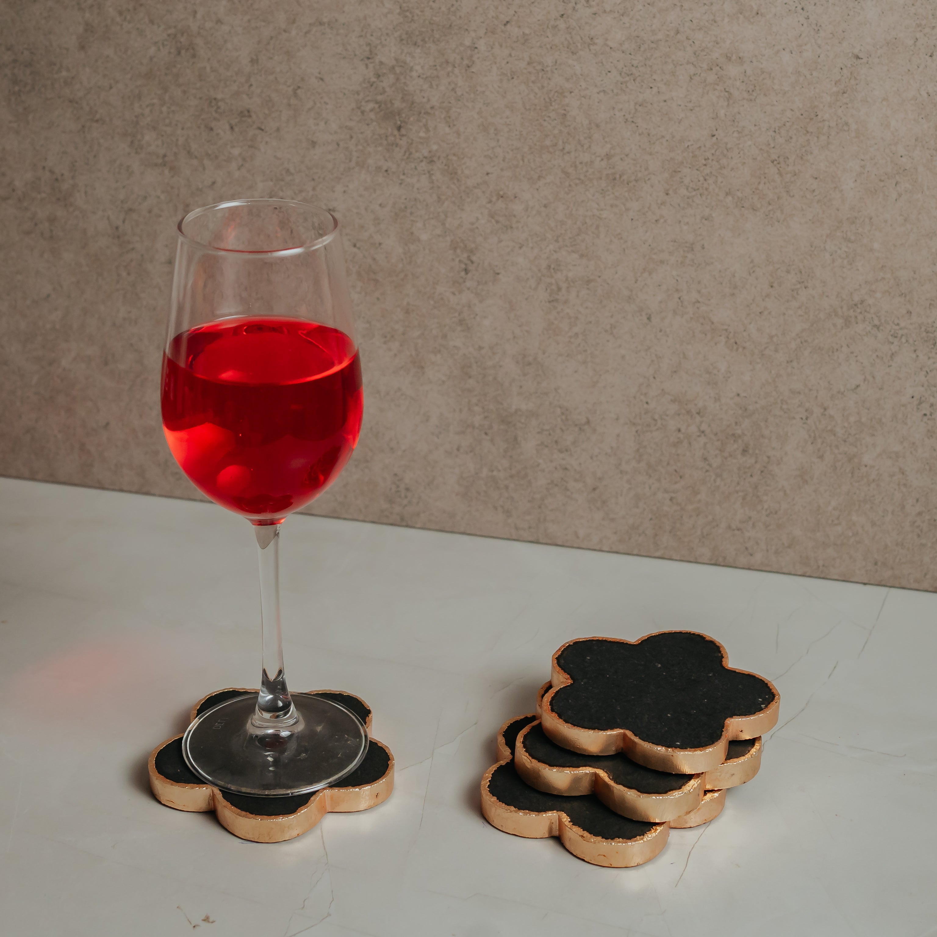 Premium Round White Marble Coasters - Set of 4 | Elegant Electroplated Home Décor