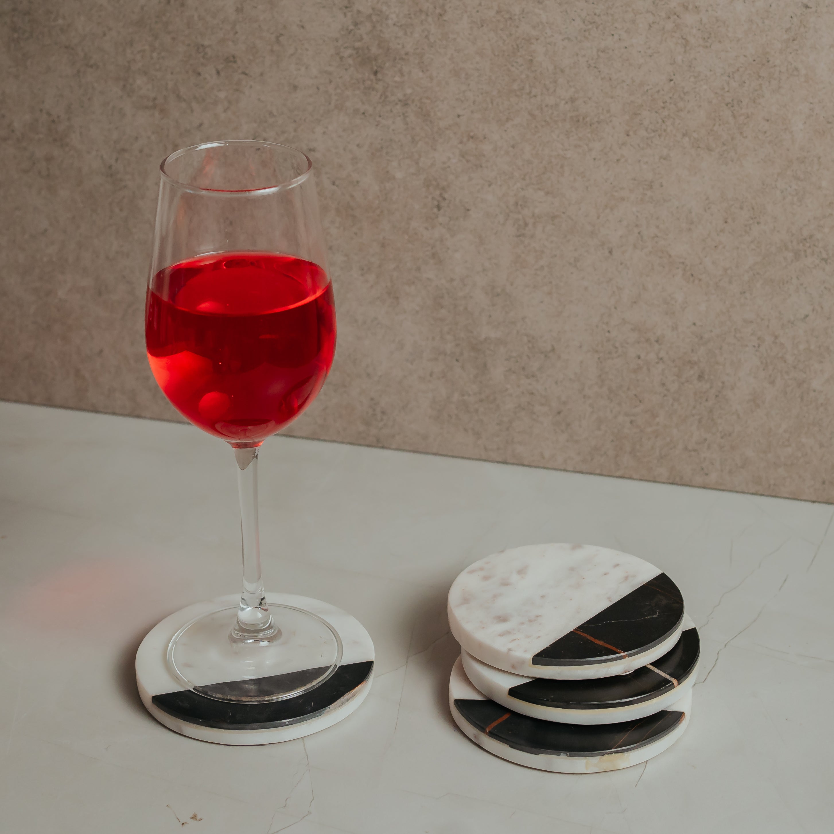Luxury Marble Coasters with Geometric Stripes - Handcrafted Modern Home Decor Set (4 Pack)