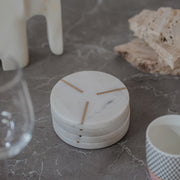 Premium Marble Coasters with Brass Inlay - Set of 4 | Elegant Table Decor