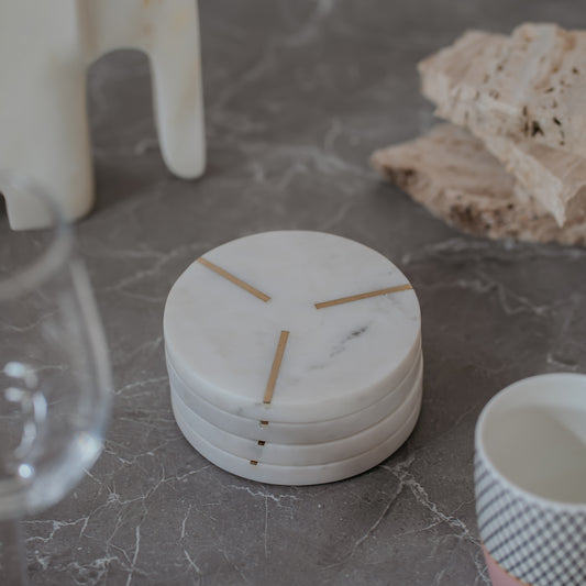 White Marble Coasters Set of 4