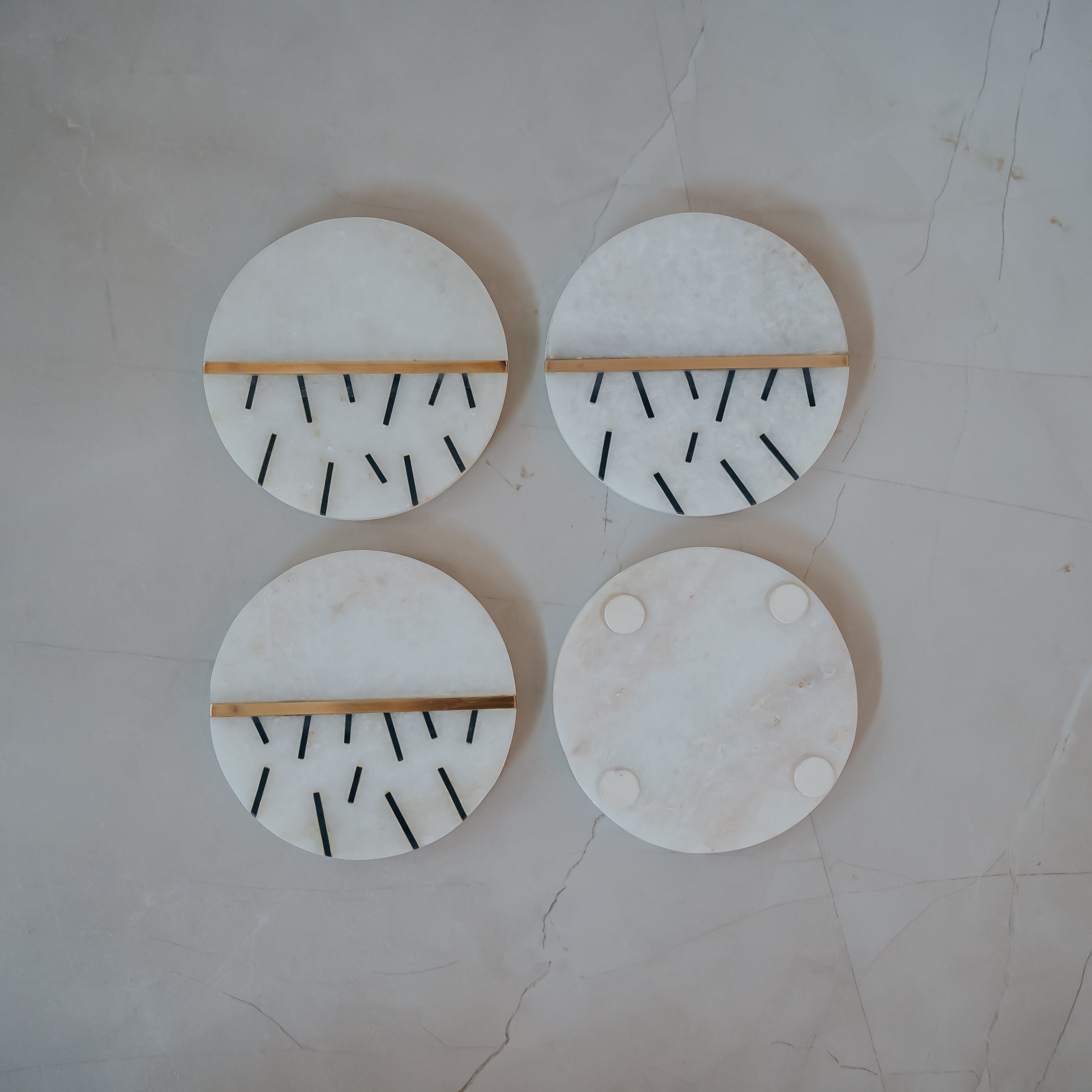 Luxury Marble Coasters Set of 4 | Handcrafted Black, Red, Navy & Blue Designs