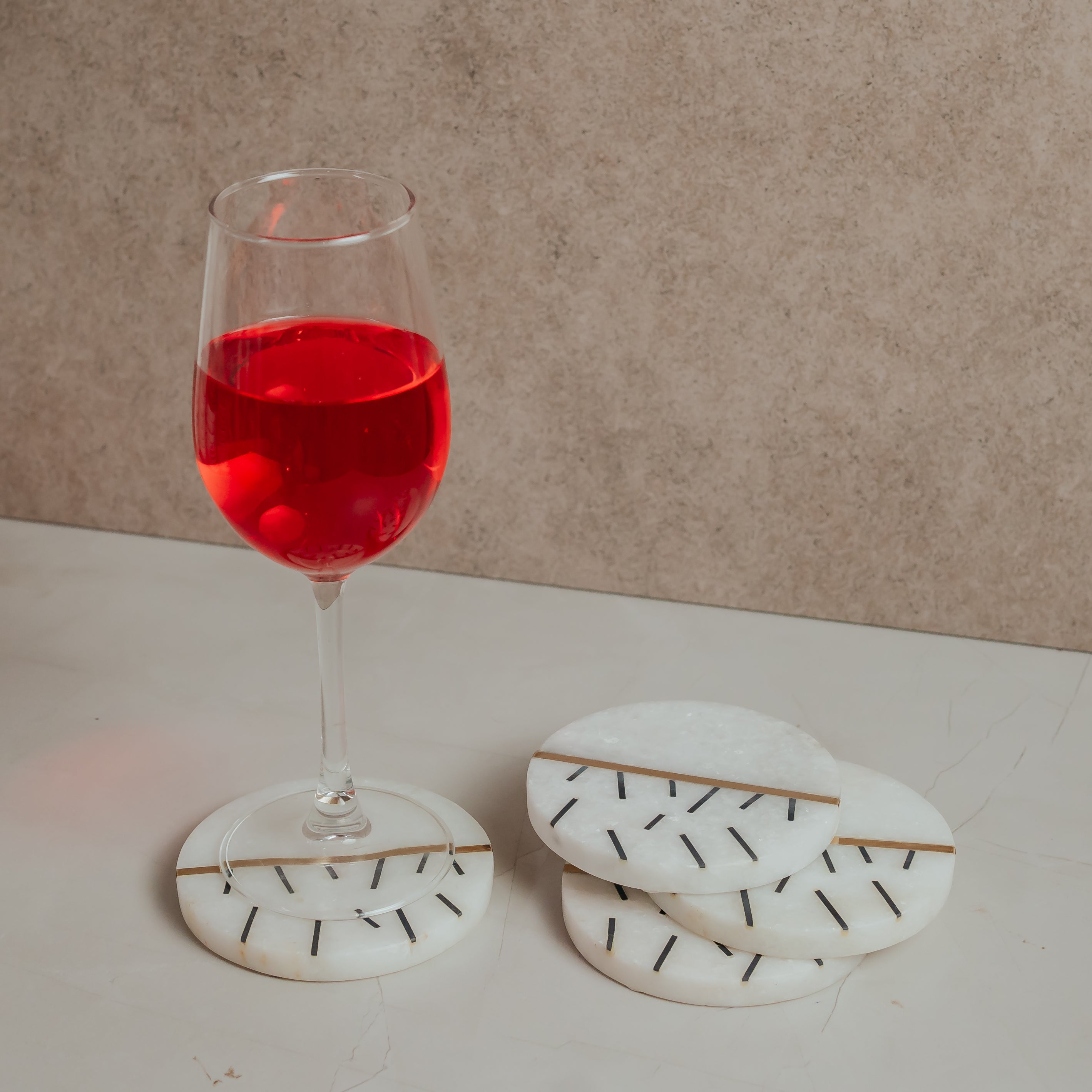 Luxury Marble Coasters Set of 4 | Handcrafted Black, Red, Navy & Blue Designs