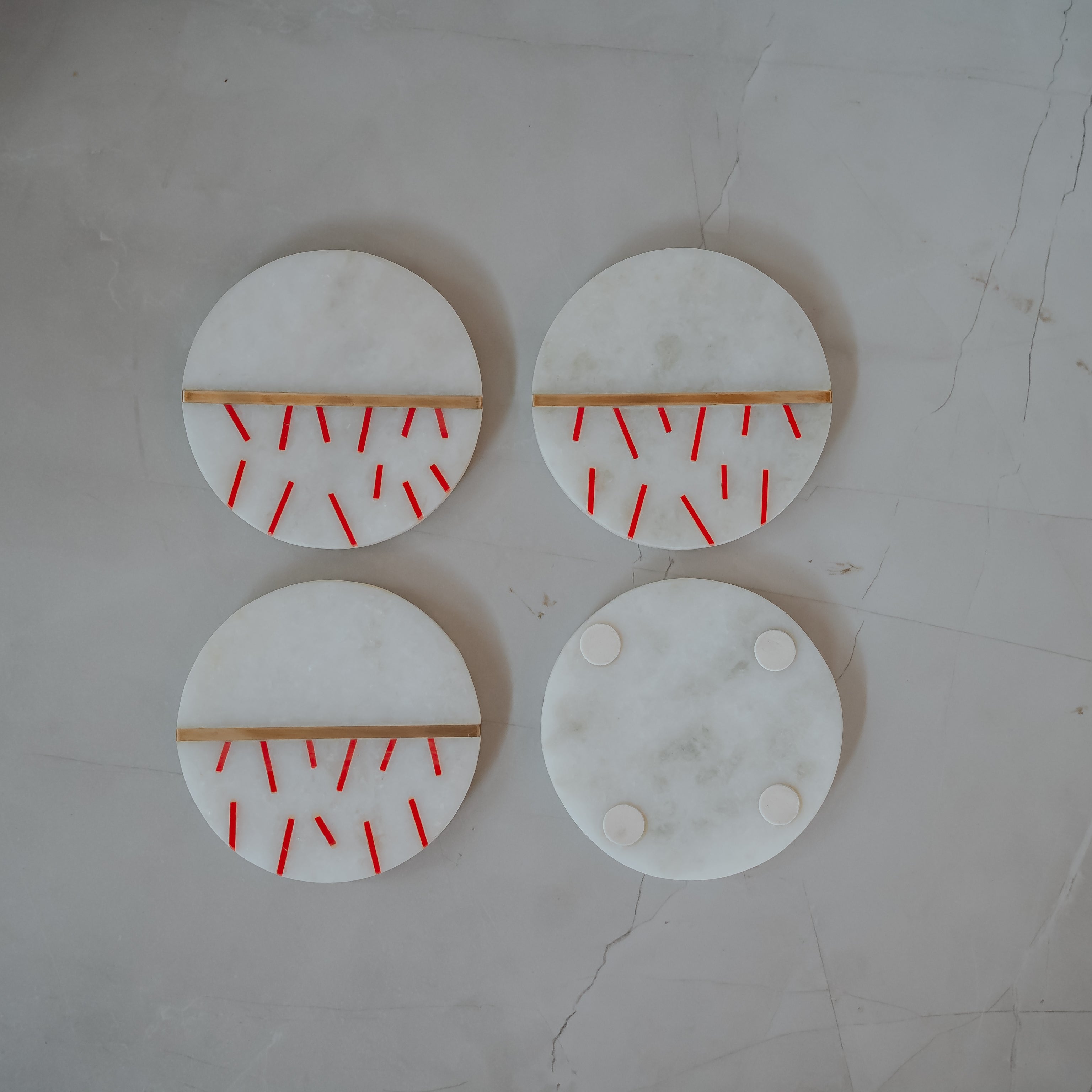 Luxury Marble Coasters Set of 4 | Handcrafted Black, Red, Navy & Blue Designs