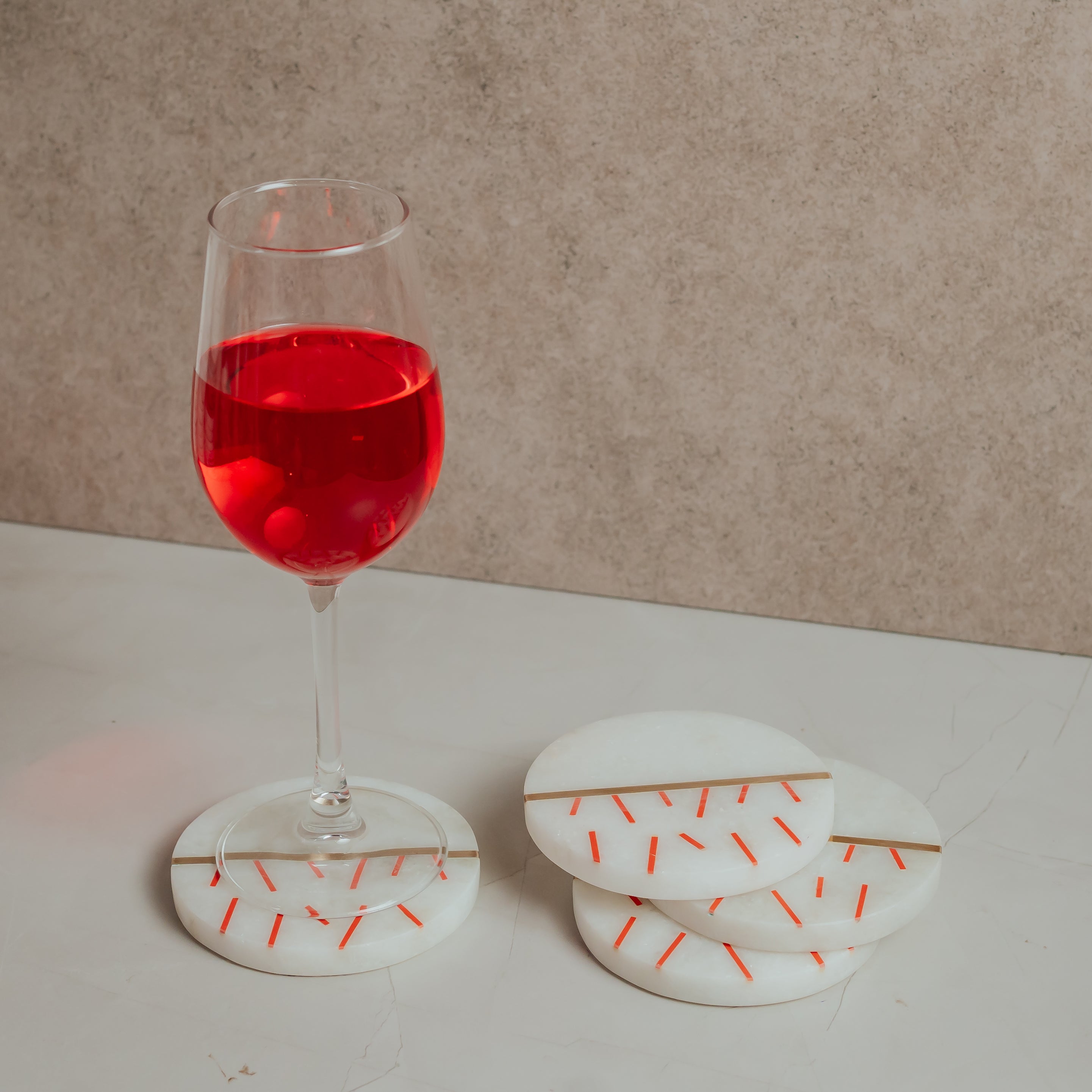 Luxury Marble Coasters Set of 4 | Handcrafted Black, Red, Navy & Blue Designs