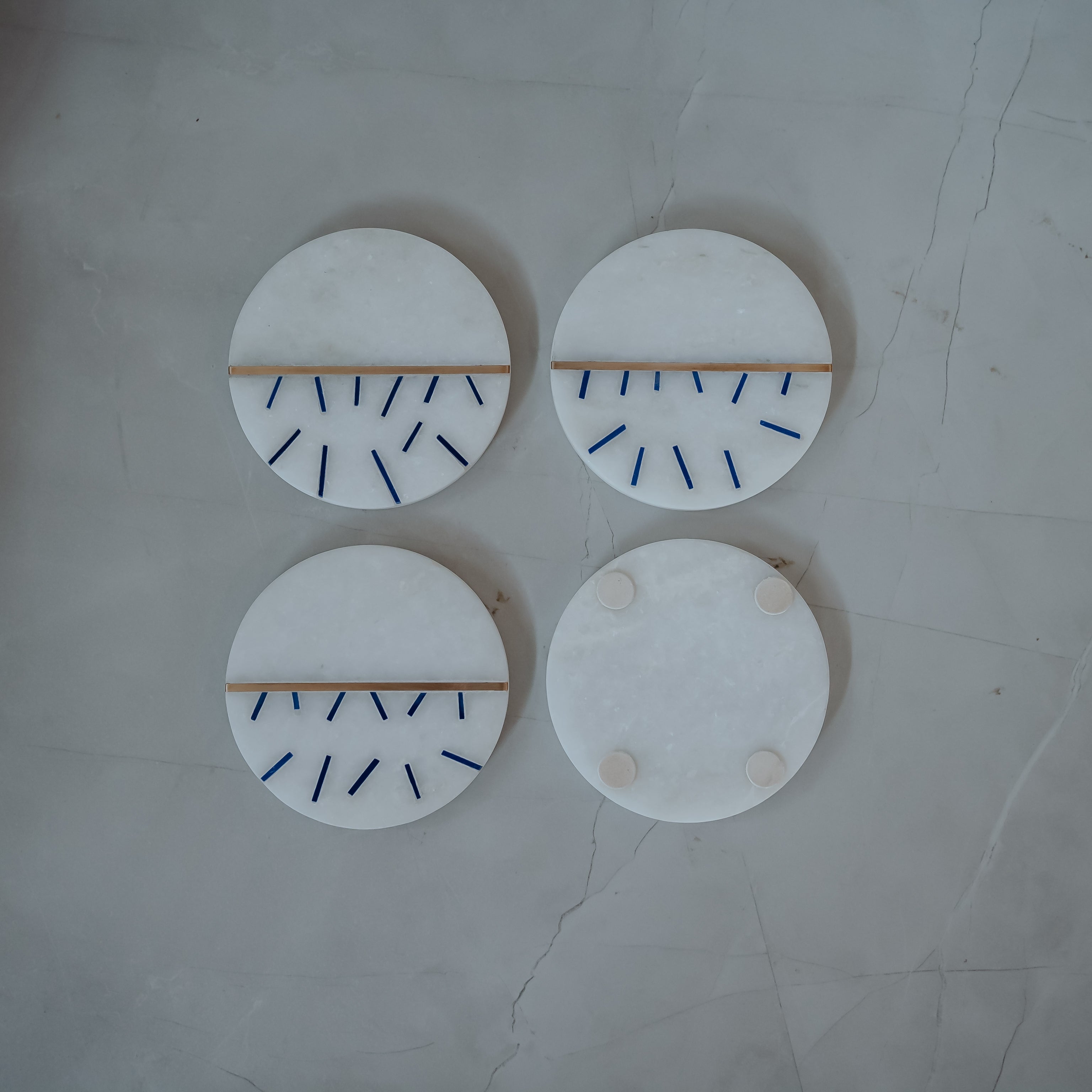 Luxury Marble Coasters Set of 4 | Handcrafted Black, Red, Navy & Blue Designs