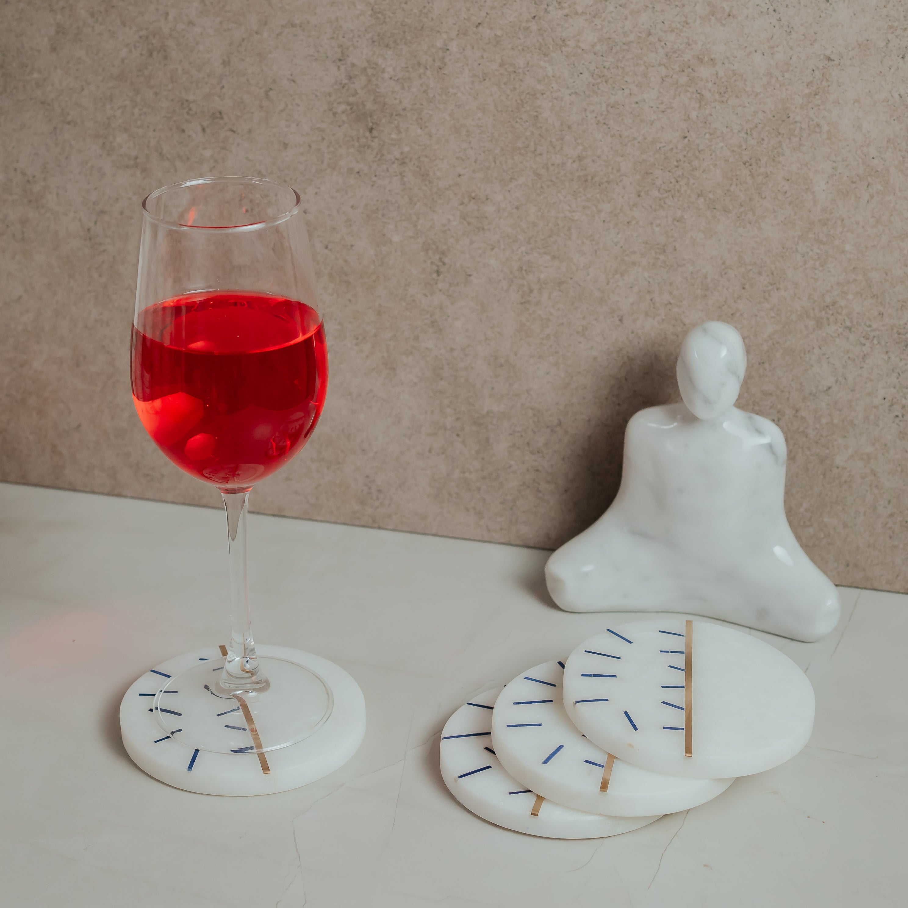 Luxury Marble Coasters Set of 4 | Handcrafted Black, Red, Navy & Blue Designs