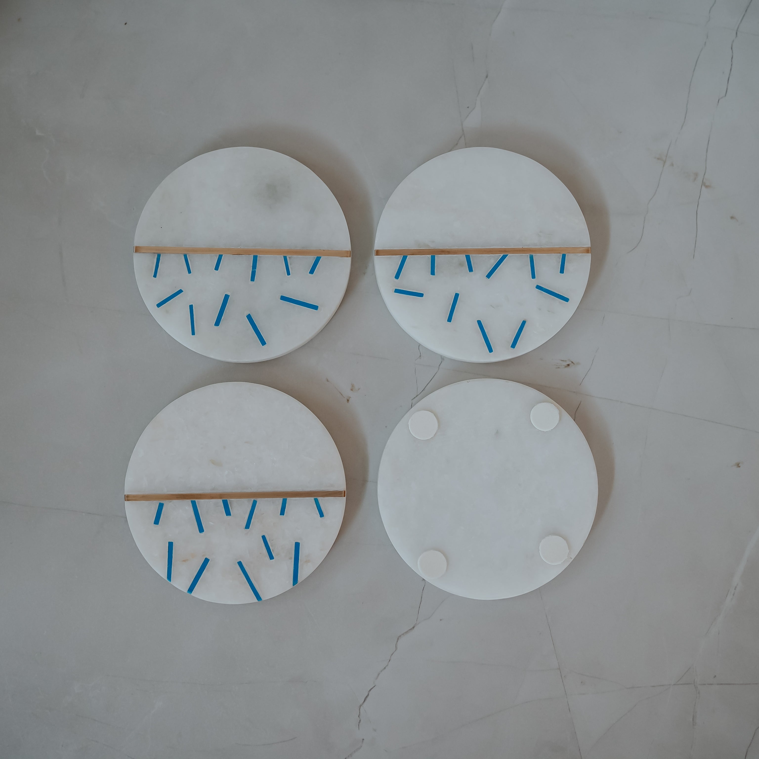 Luxury Marble Coasters Set of 4 | Handcrafted Black, Red, Navy & Blue Designs