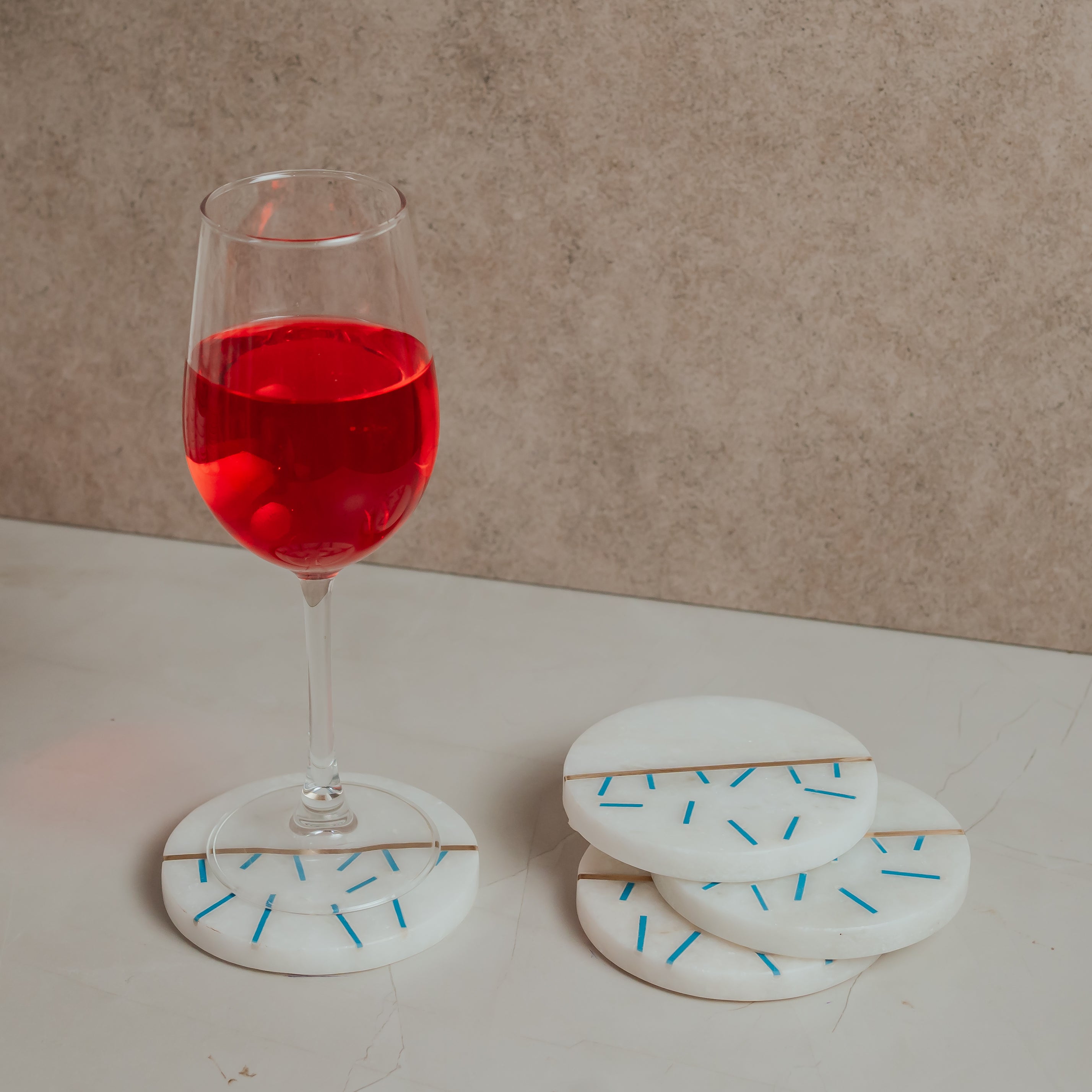 Luxury Marble Coasters Set of 4 | Handcrafted Black, Red, Navy & Blue Designs