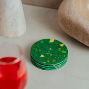 Emerald Marble Coasters Set of 4 | Artistic Green Resin Décor