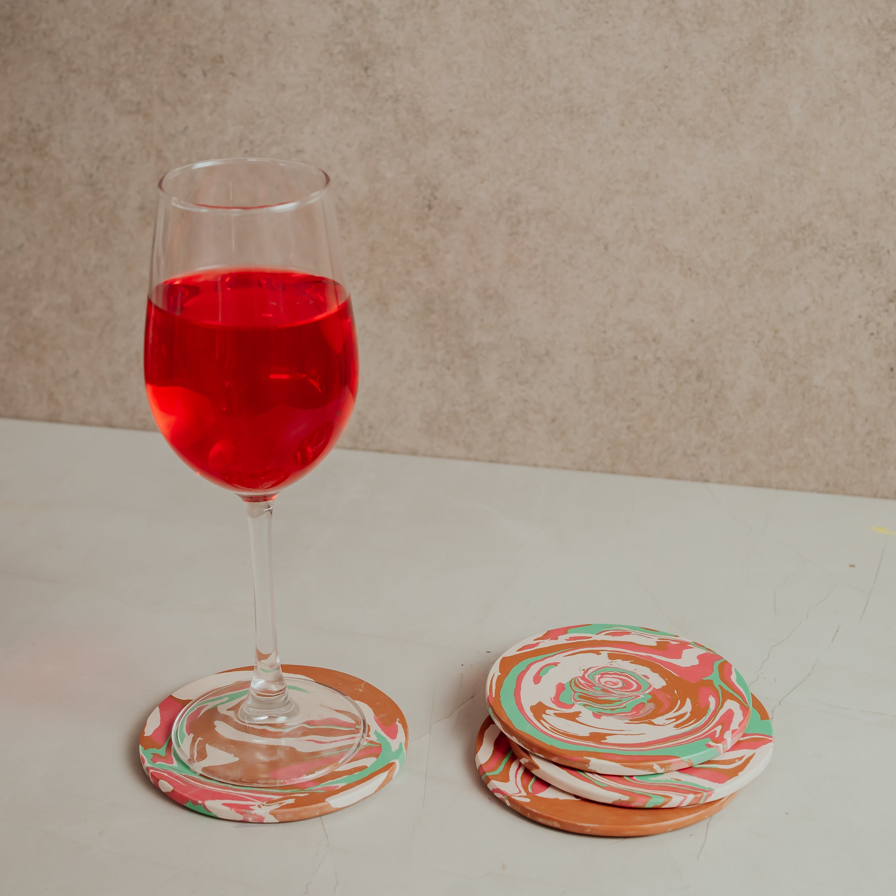 Artisan Marble Resin Coasters - Set of 4 | Brown Aesthetic Home Décor