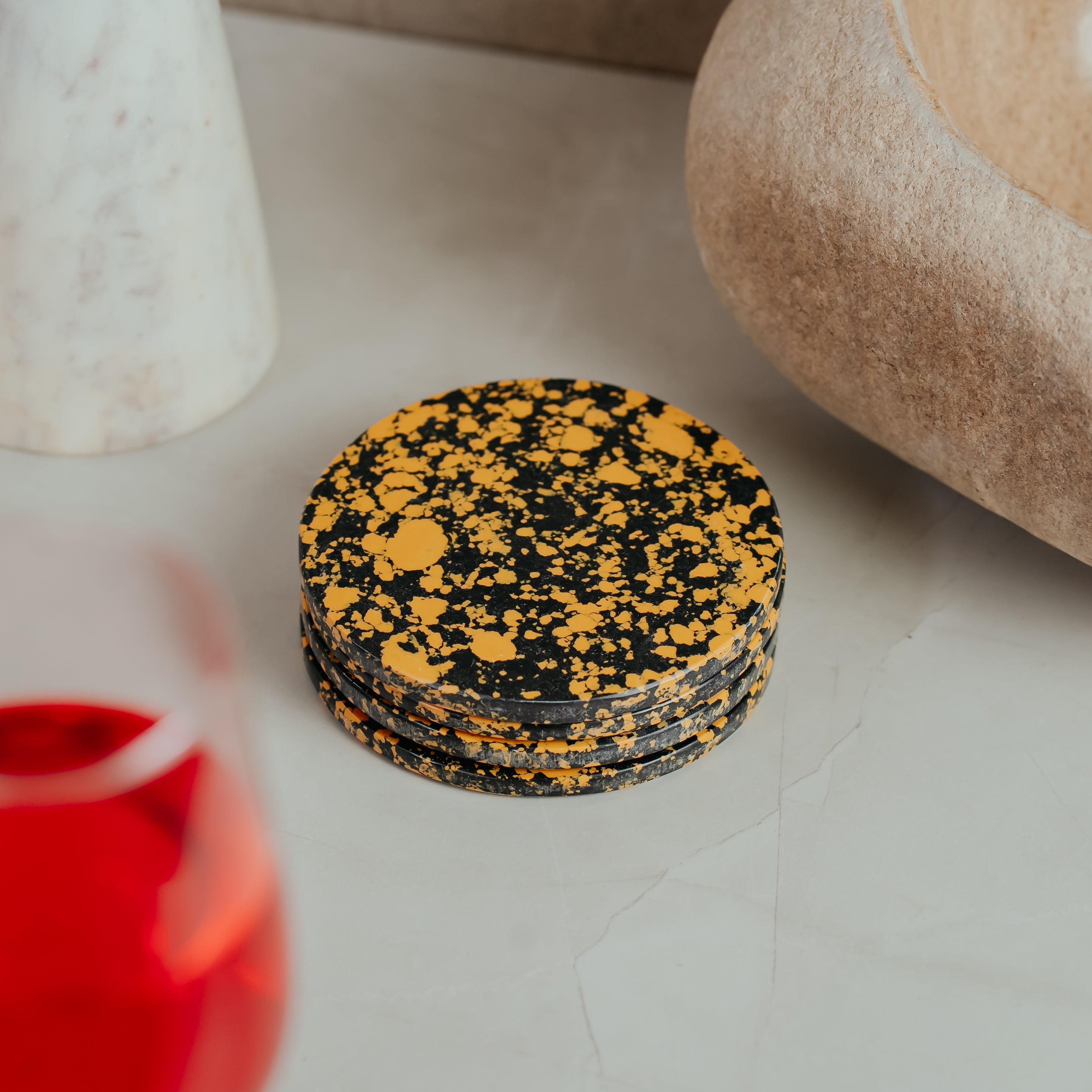 Sparkle Gold Marble Resin Coasters - Set of 4 | Glitter Aesthetic Home Décor