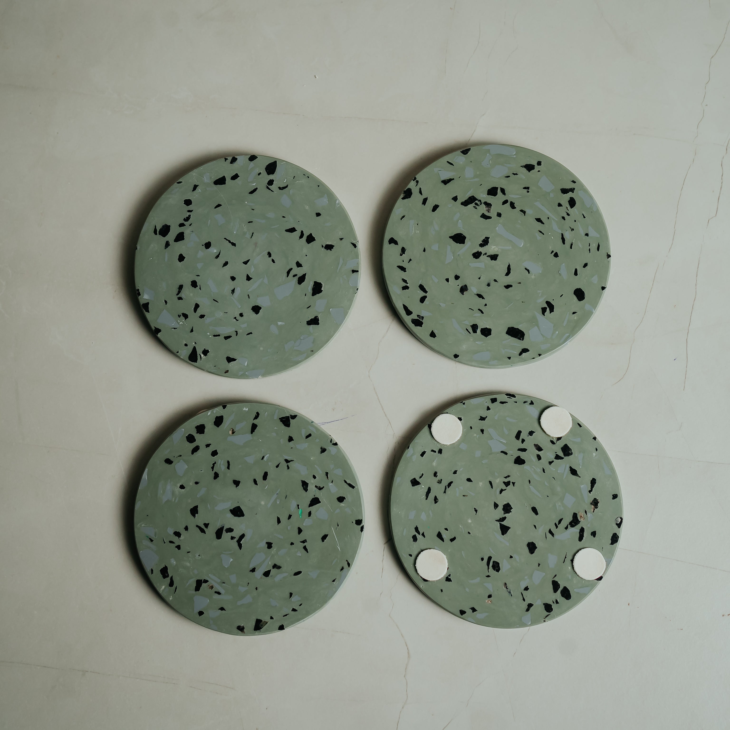 Sage Green Marble Coasters - Set of 4 | Natural Resin Art & Home Decor