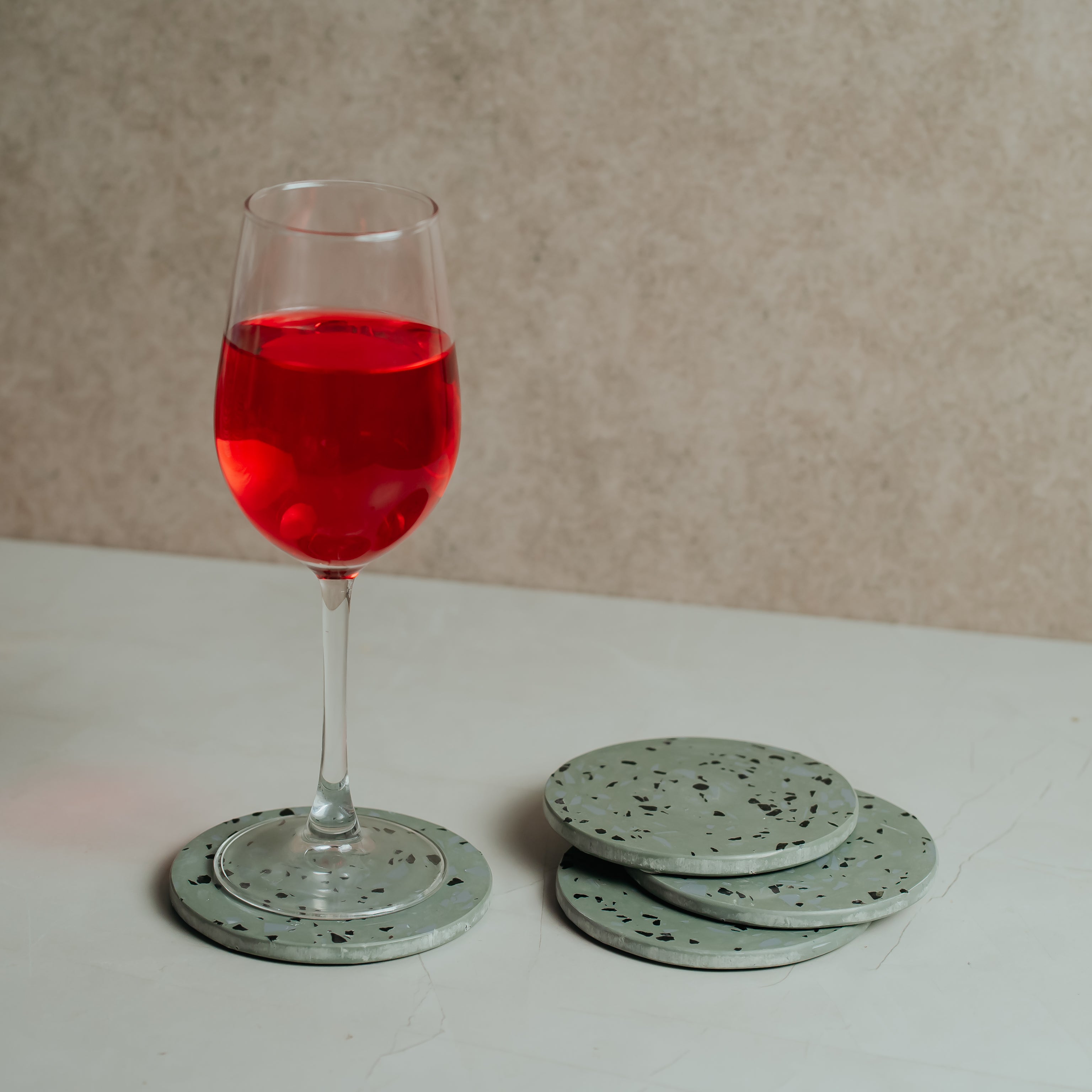 Sage Green Marble Coasters - Set of 4 | Natural Resin Art & Home Decor