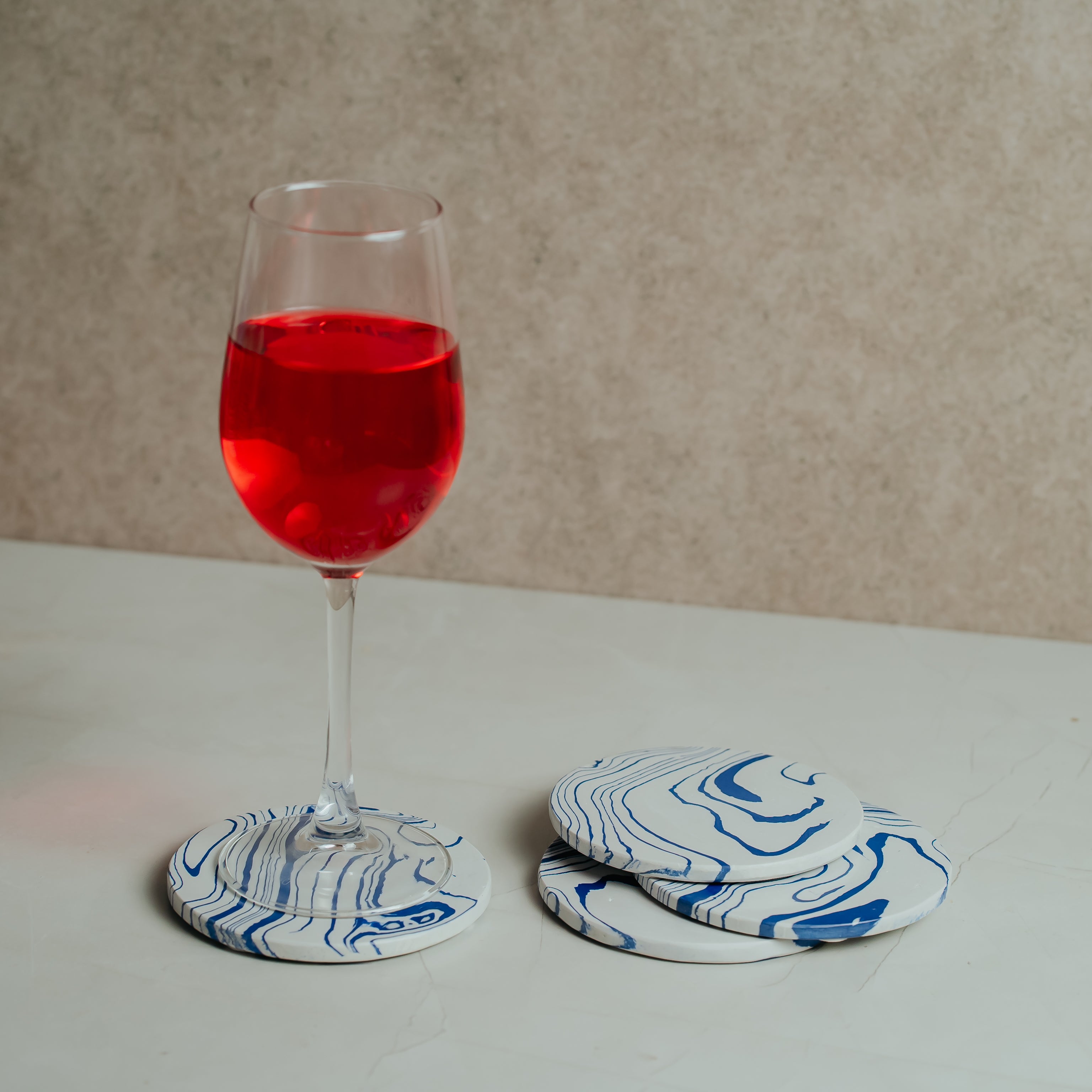 Handcrafted Blue Marble Coasters - Set of 4 | Elegant Home Décor