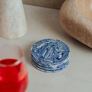 Elegant Blue Marble Coasters Set of 4 - Hand-Crafted Resin Home Décor for Modern Living