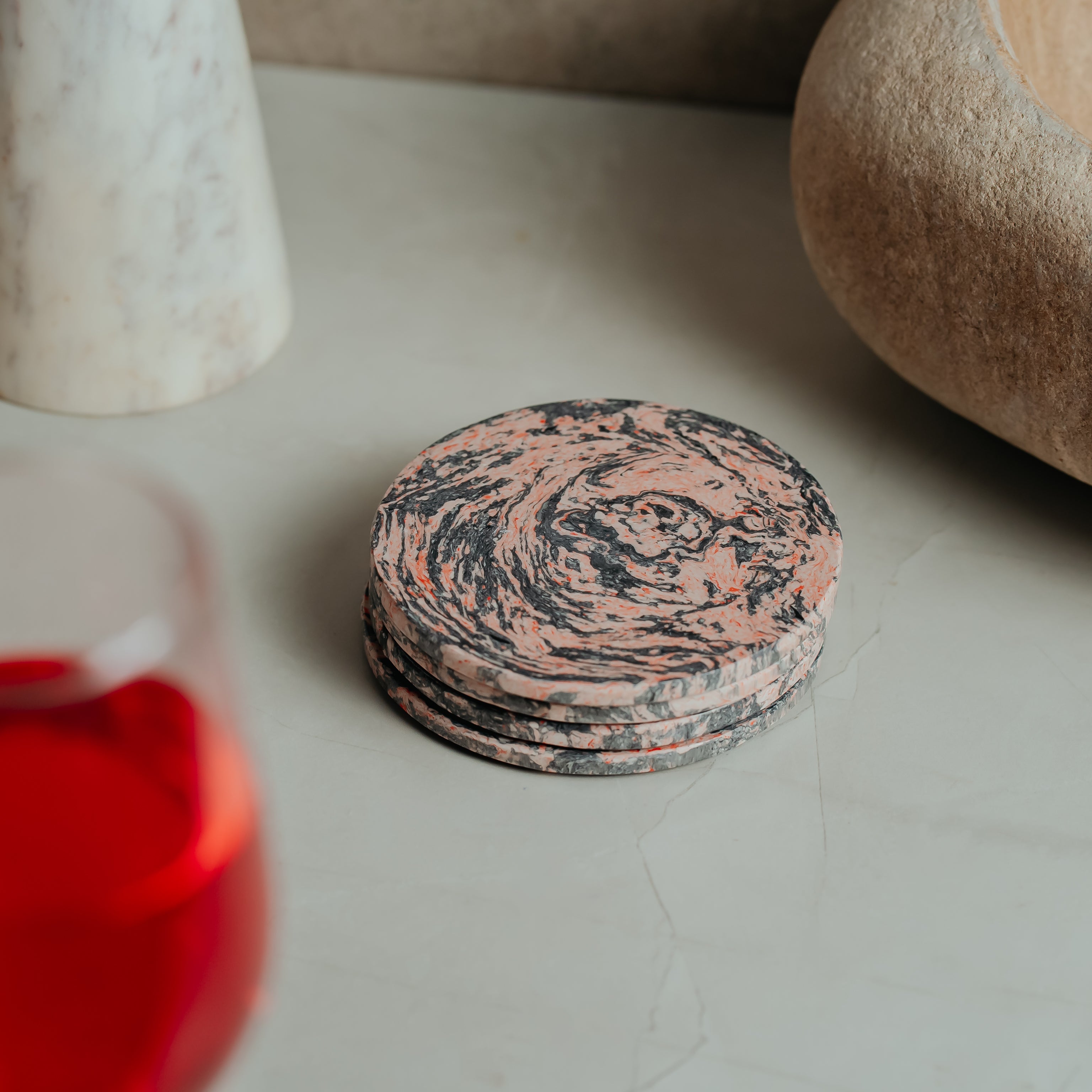 Luxury marble resin coaster with natural stone pattern - elegant home decor for table protection